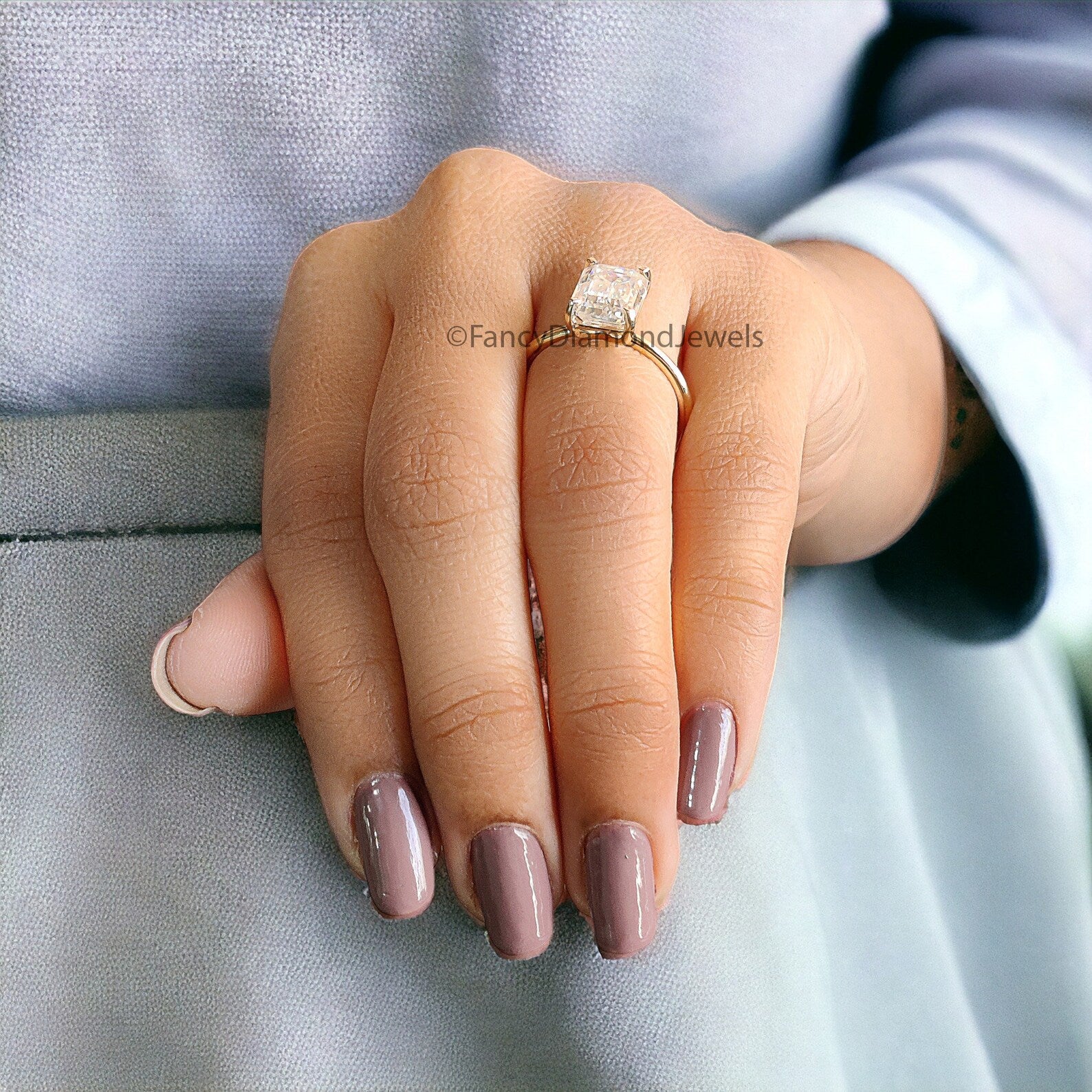 3 CT Emerald Cut Engagement Ring in Solid Yellow 10K/14k/18k Gold Emerald Cut Solitaire Engagement Ring Brilliant Moissanite Ring FD04
