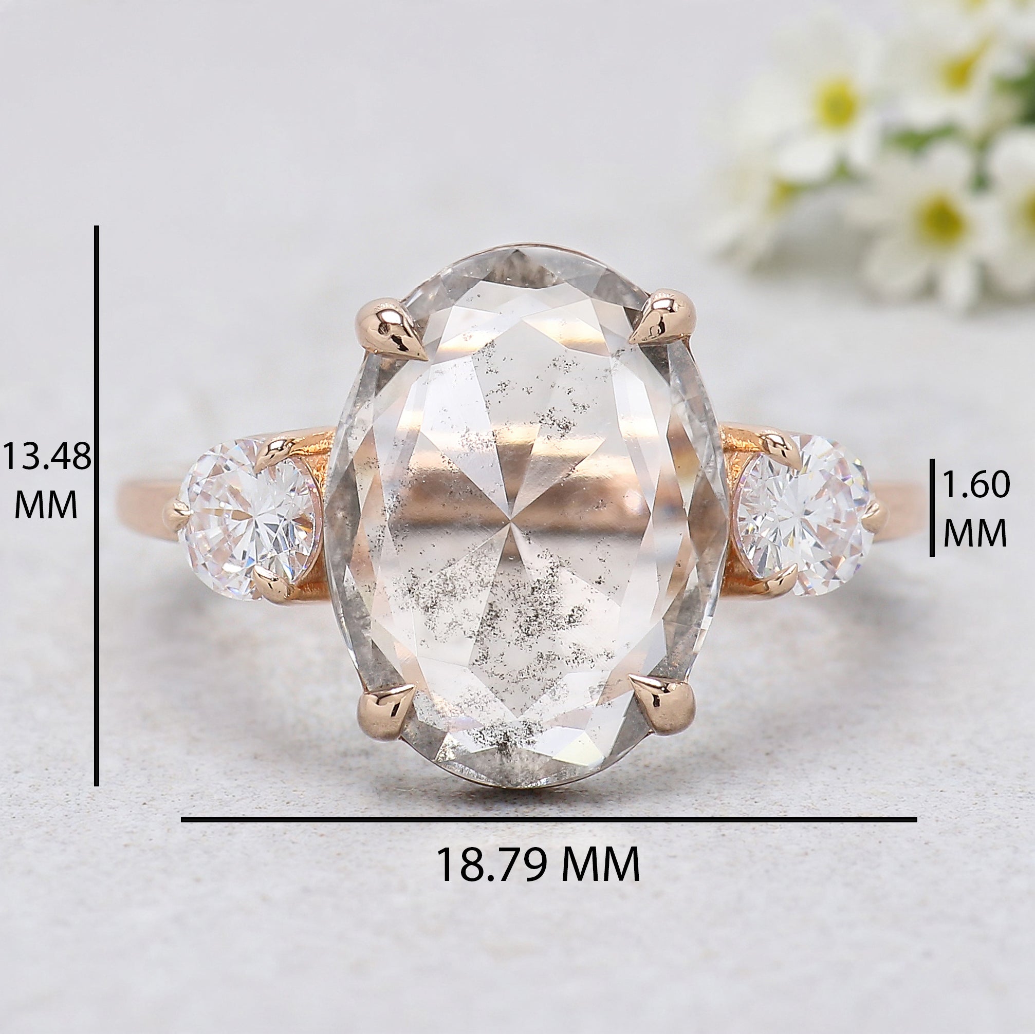 2.40 CT Oval Lab Grown Diamond Ring Oval Shape CVD Fancy Black Grey Salt And Pepper Diamond Ring Engagement Ring Bridal Wedding Ring KDL3520