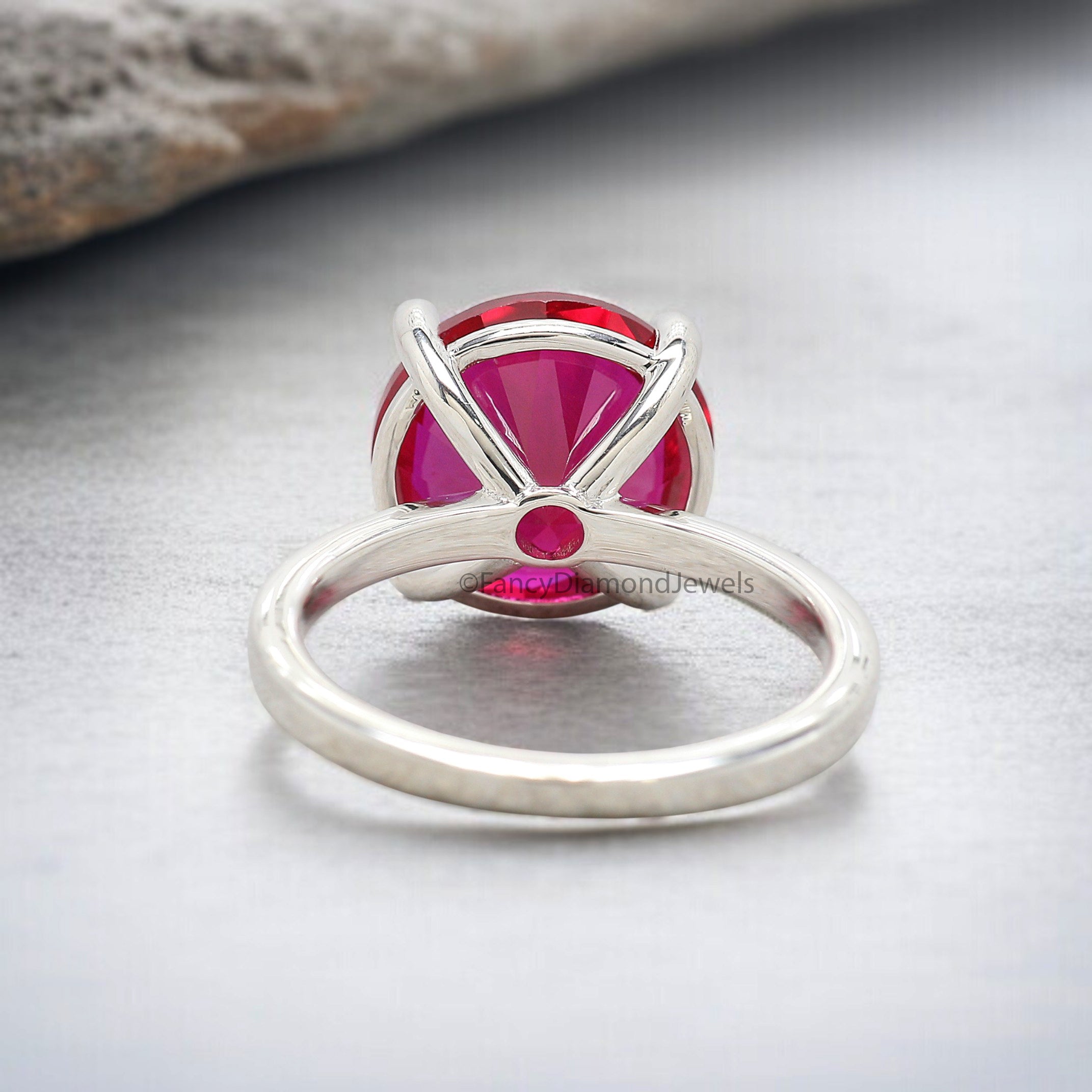 Round Red Ruby stone engagement ring 11mm 9mm 8mm 6.50mm 4mm ring silver simulant Ring Solitaire ring Diamond ring Gift for her FD516