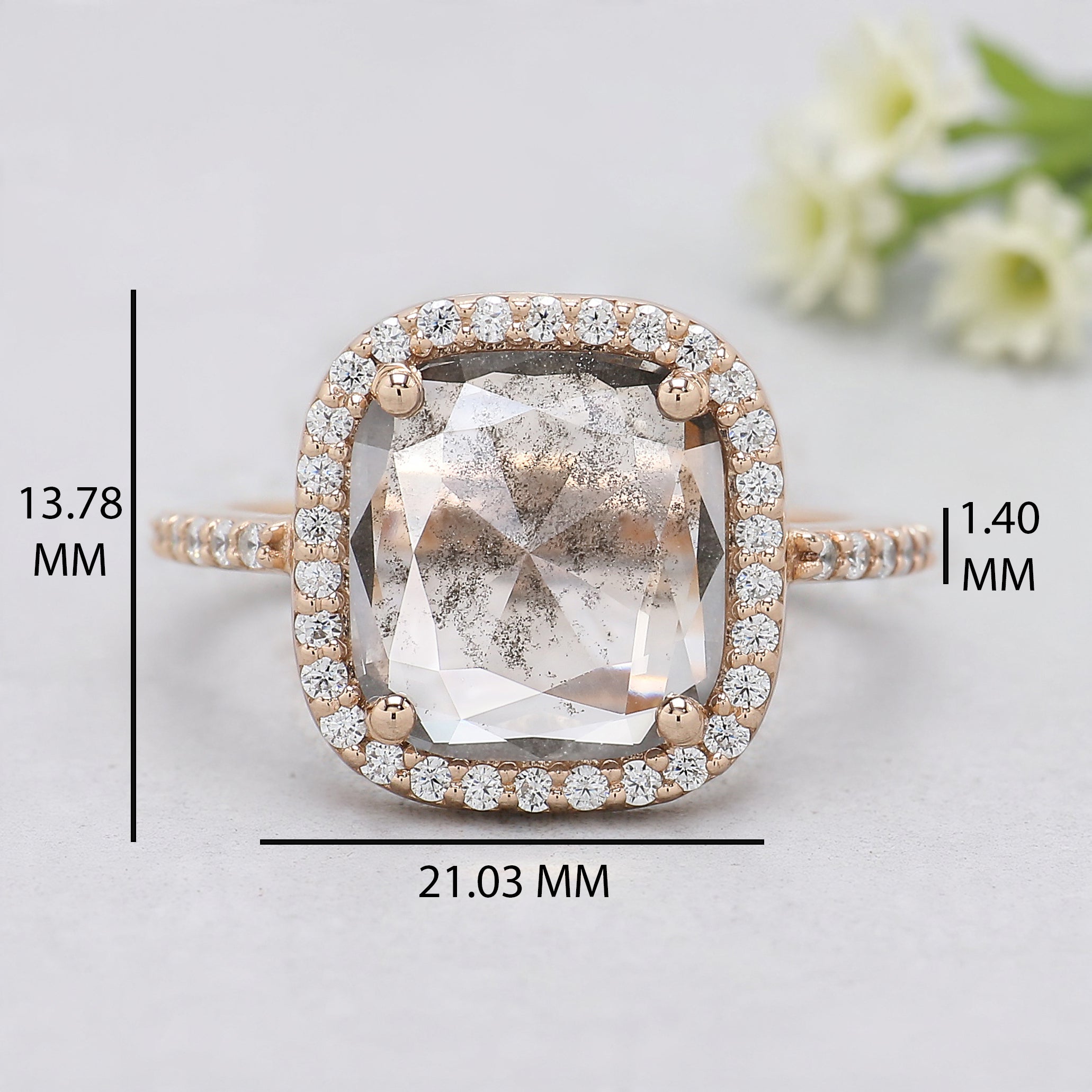 1.95 CT Cushion Lab Grown Diamond Ring Cushion CVD Fancy Black Grey Salt And Pepper Diamond Ring Engagement Ring Bridal Wedding Ring KDL3523