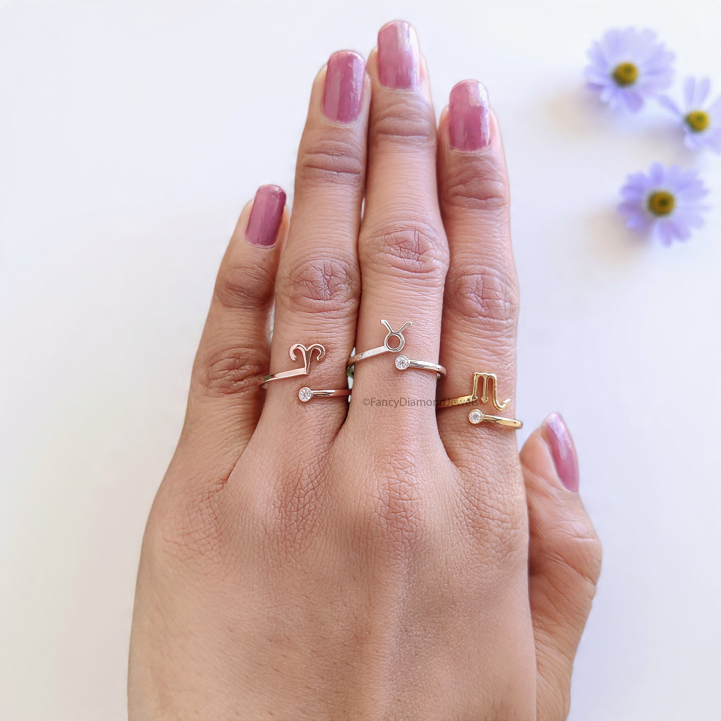 Zodiac Moissanite Ring Zodiac Jewelry 925 Sterling Silver Rings Constellation Ring Personalized Bridesmaid Gift Wedding Jewelry Women FD537