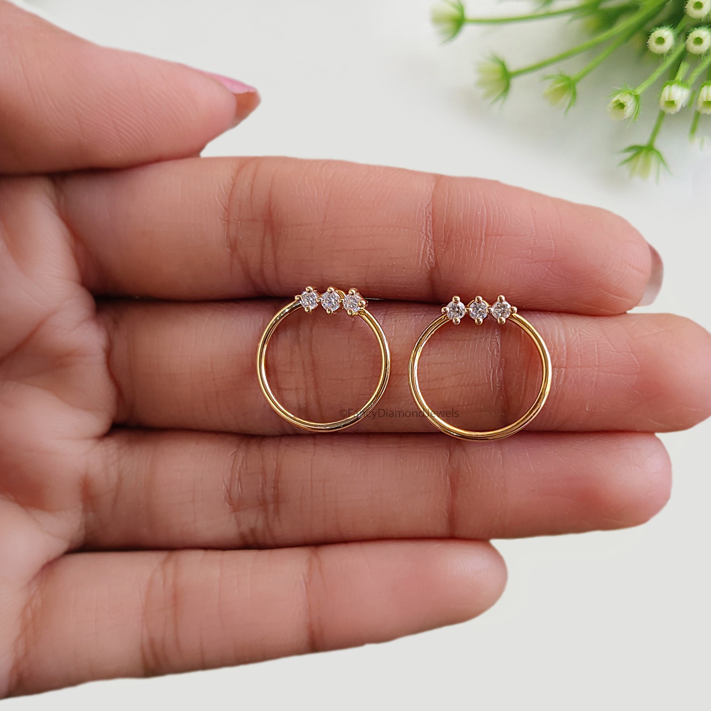 Dainty Front Back Circle Earrings Round White Diamond Earring Round Shape Earring Prong Earring Engagement Earring Gift For Her FD510