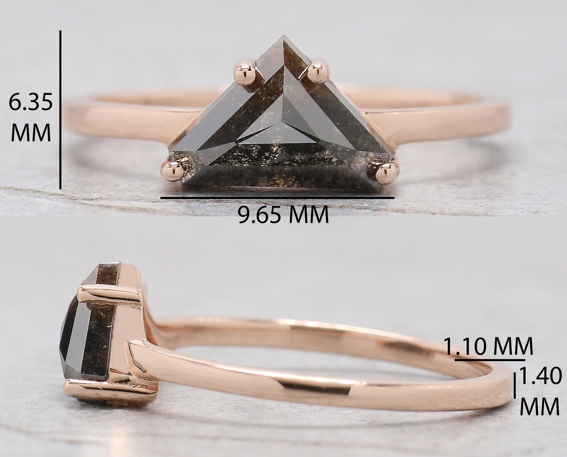 Shield Shape Brown Color Diamond Ring 1.18 Ct 6.25 MM Shield Diamond Ring 14K Solid Rose Gold Silver Engagement Ring Gift For Her QN9124
