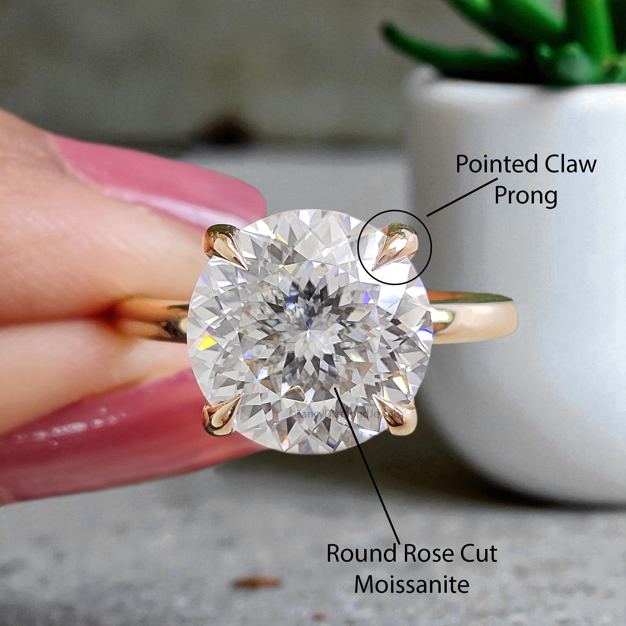 3.60 CT Portuguese Cut Colorless Moissanite Engagement Ring Yellow Gold Ring Wedding Ring Solitaire Ring Prong Set Ring Gift For Her FD443