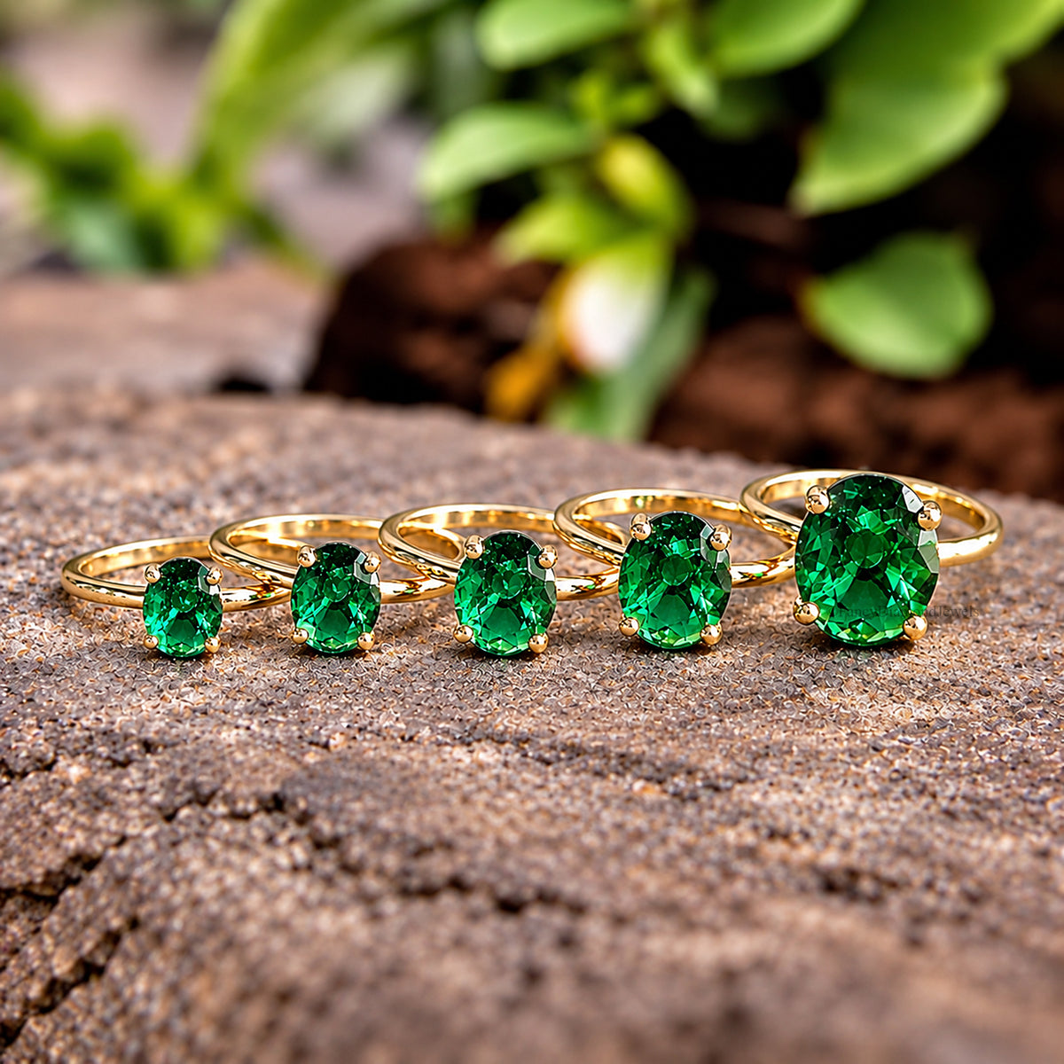 Oval Green Emerald stone engagement ring 12mm 10mm 9mm 8mm 7mm  ring silver simulant Ring Solitaire ring Diamond ring Gift for her FD342