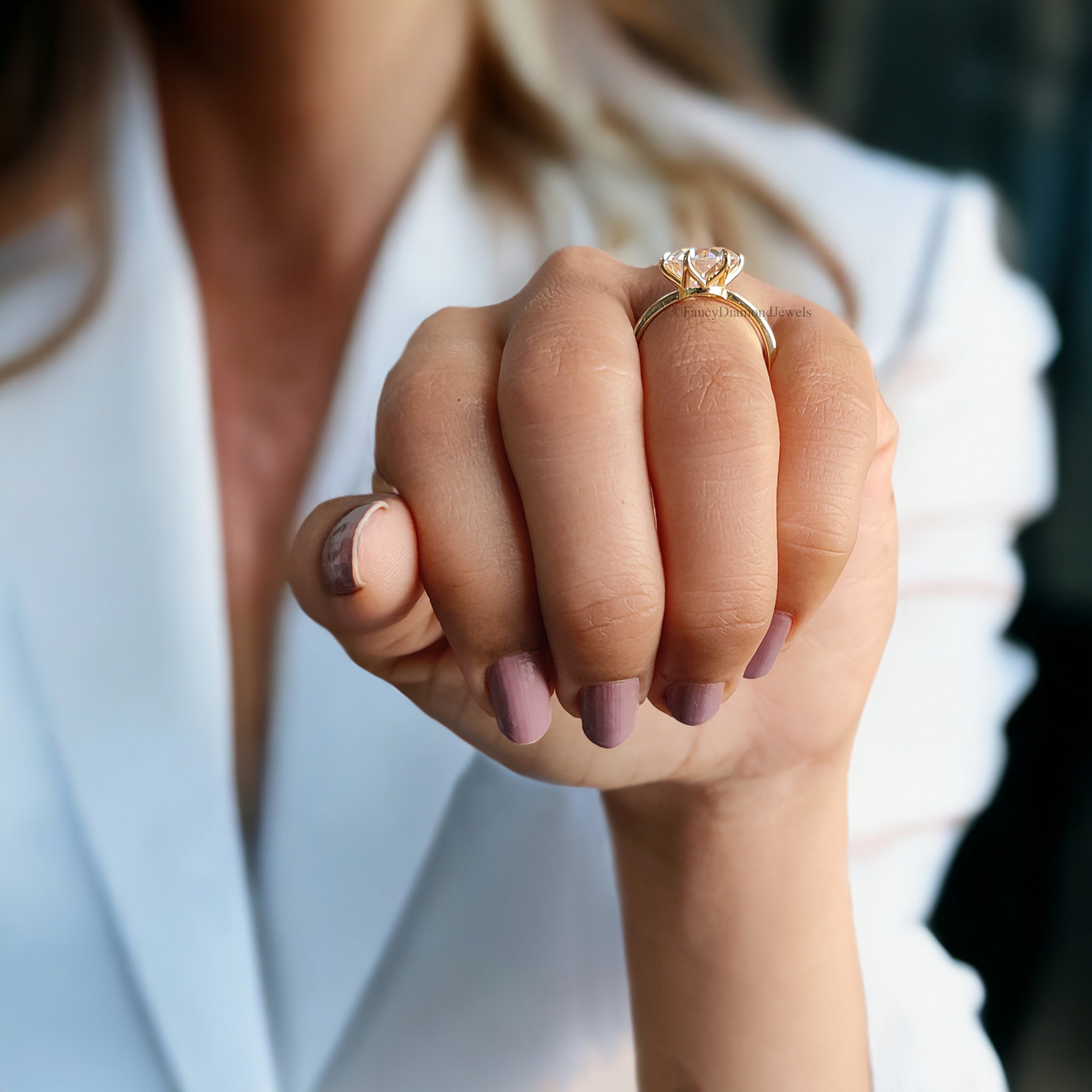 2.80 CT Old European Round Cut Moissanite Solitaire Ring Yellow Gold Engagement Ring For Women OEC Round Cut Ring For Her Wedding Gift FD171