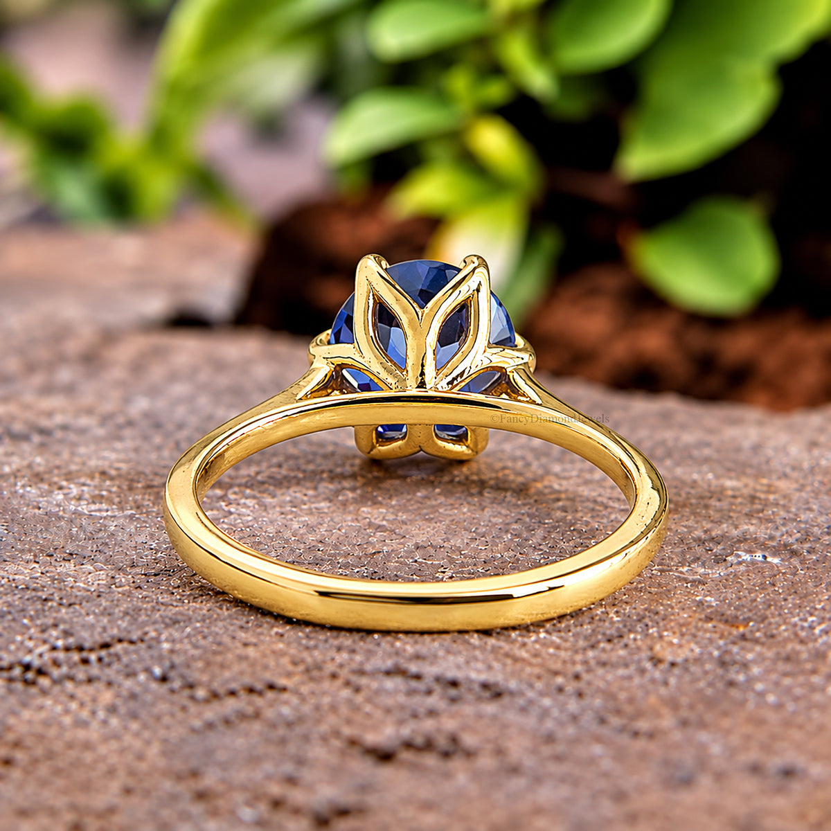 Royal Blue Round Portuguese Cut Engagement Ring, CZ Wedding Ring For Women, Travel Ring, Promise Ring, Dainty Anniversary Gift For Her FD607