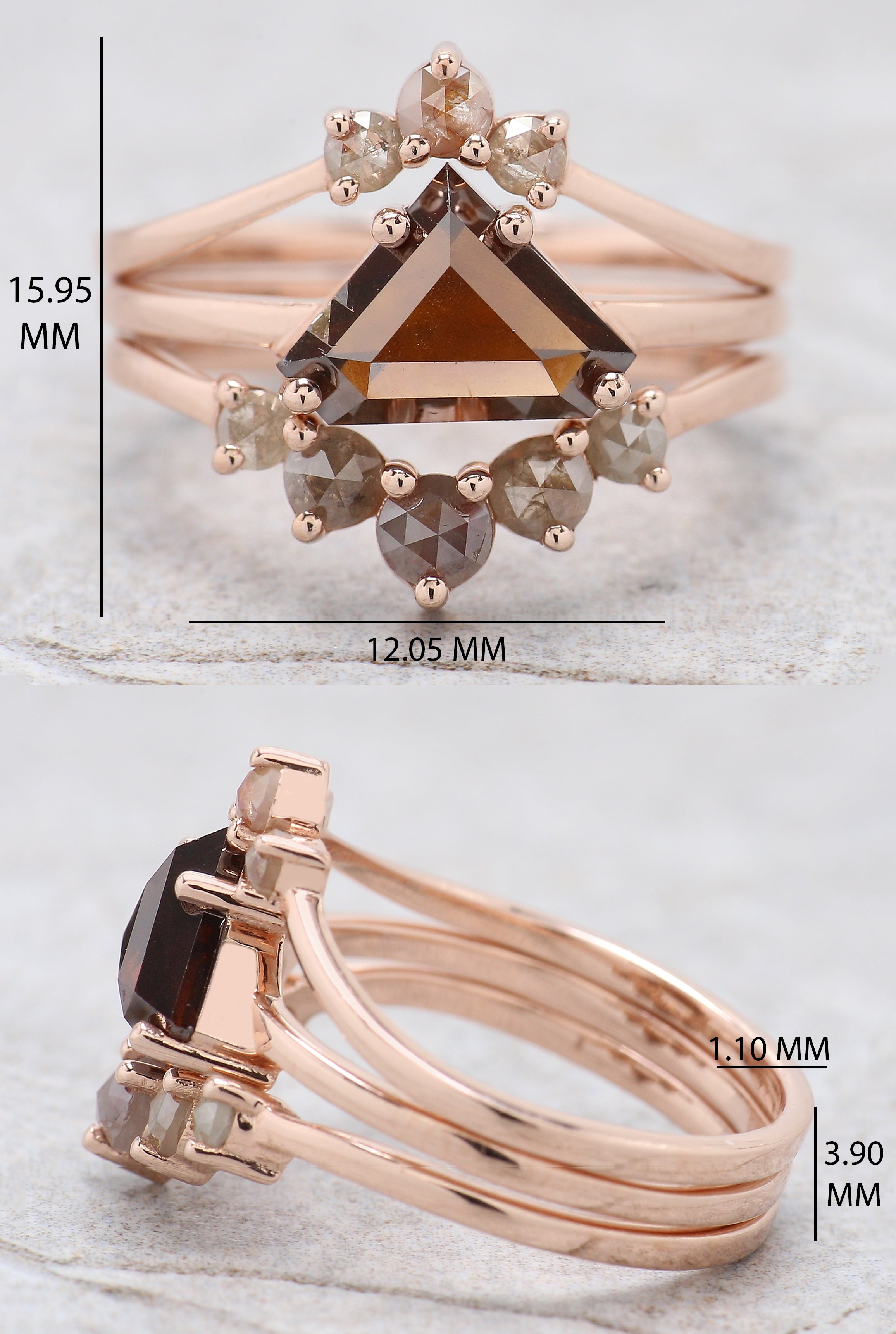 Shield Shape Brown Diamond Ring 1.70 Ct 6.85 MM Shield Cut Diamond Ring 14K Solid Rose Gold Silver Engagement Ring Gift For Her QL1866