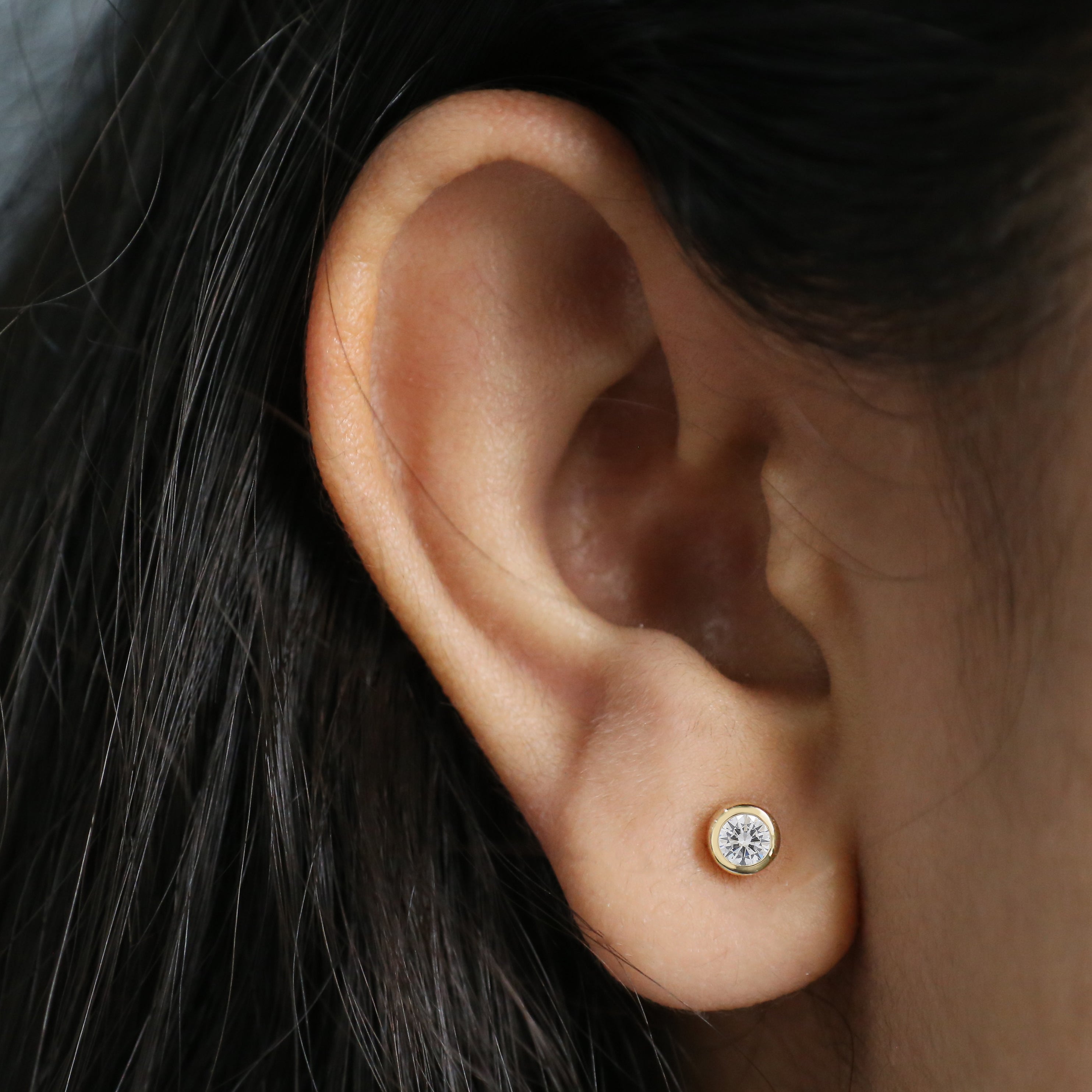 Natural White Round Diamond Earring Round Brilliant Shape Earring Bezel Earring Engagement Earring Earlobe Earrings Gift For Her KD1000