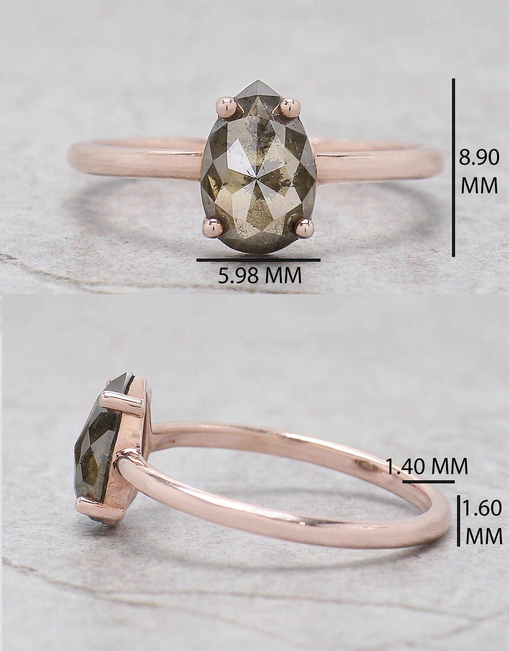 Pear Cut Green Color Diamond Ring 1.16 Ct 8.70 MM Pear Shape Diamond Ring 14K Solid Rose Gold Silver Pear Engagement Ring Gift For Her KDK2608