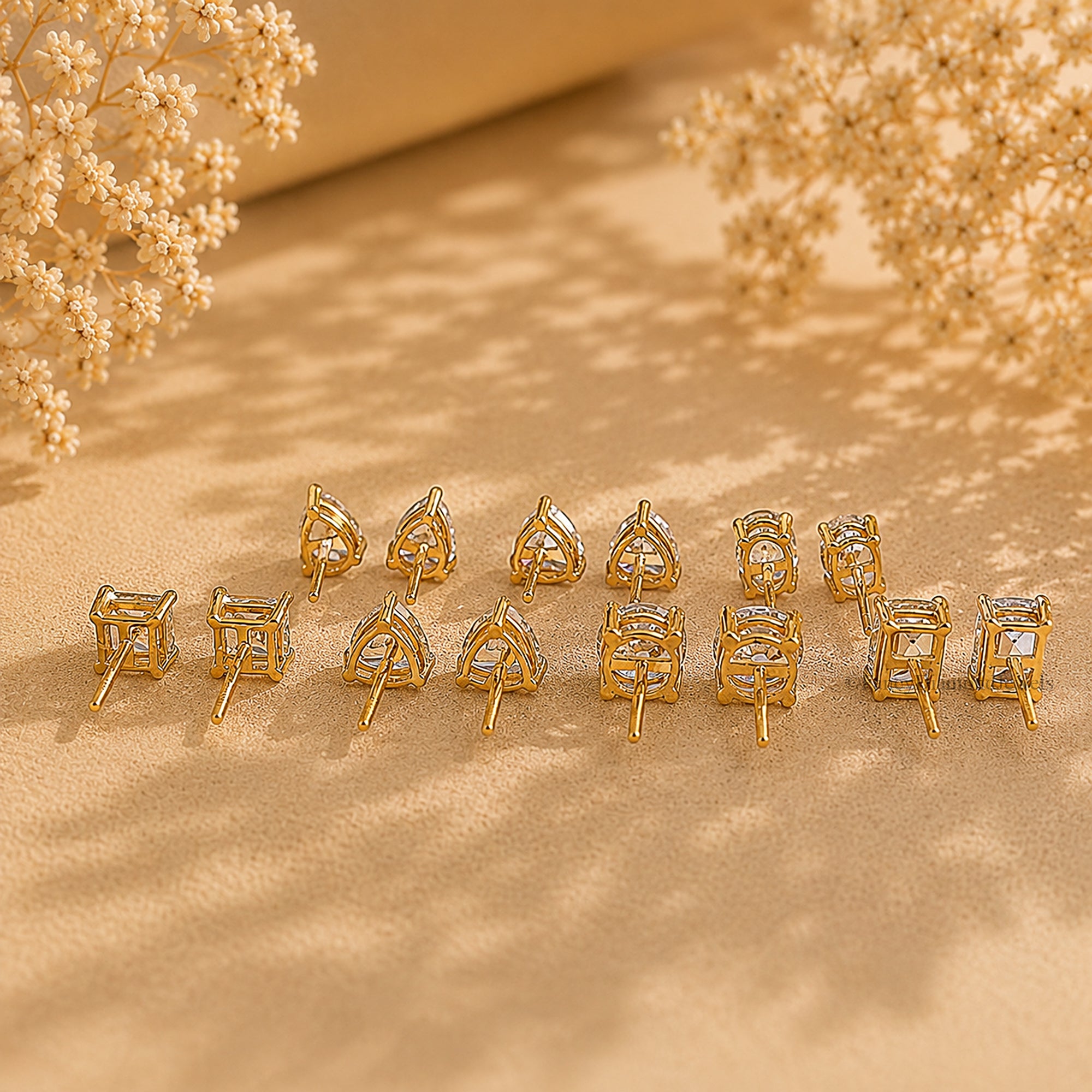 Moissanite Stud Earrings, 14K Gold Earrings, Solitaire  Screw Back Earrings, Sterling Silver Stackable Anniversary Jewelry, Gift For Her FD597