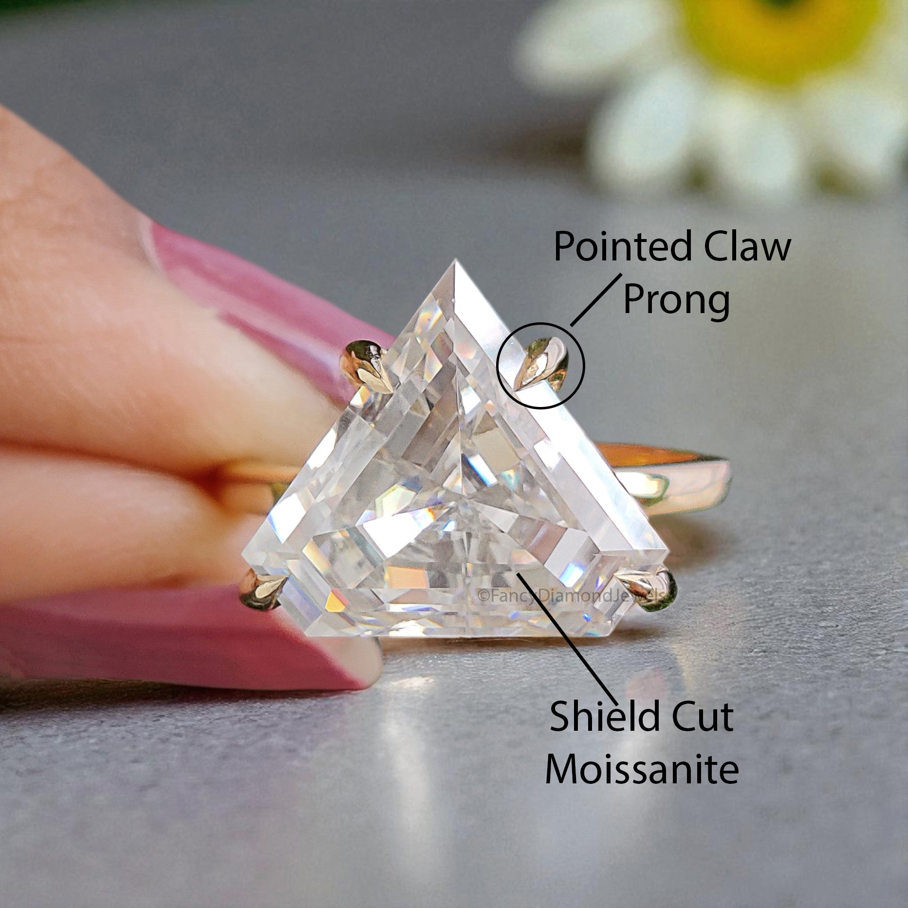 5.95 CT Shield Brilliant Cut Moissanite Engagement Ring Prong Set Ring Shield Solitaire Wedding Ring Yellow Gold Ring Gift For Her FD445