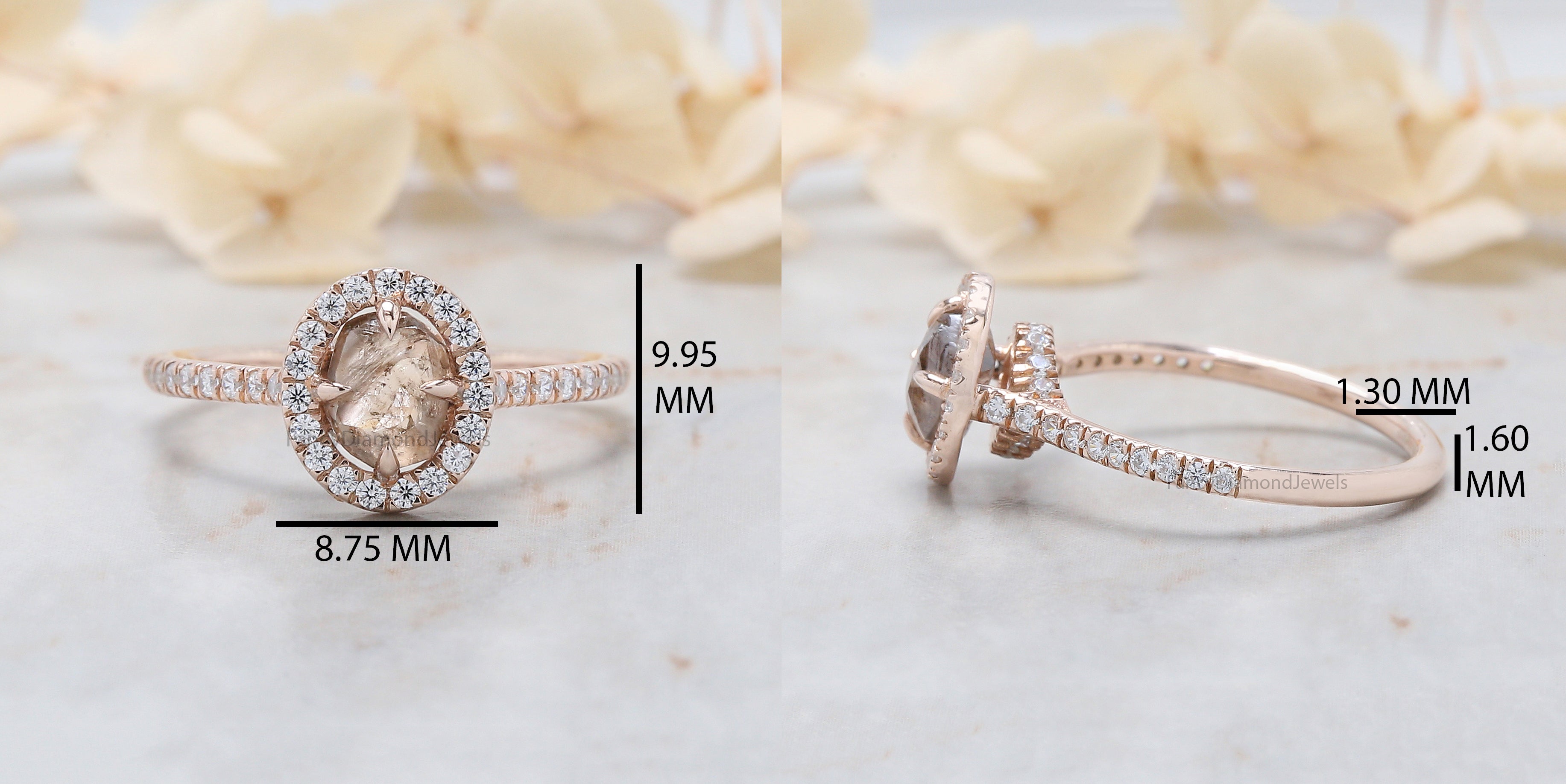 Rough Brown Color Diamond Ring 1.15 Ct 6.40 MM Uncut Rough Diamond Ring 14K Solid Rose Gold Silver Engagement Ring Gift For Her QN2526