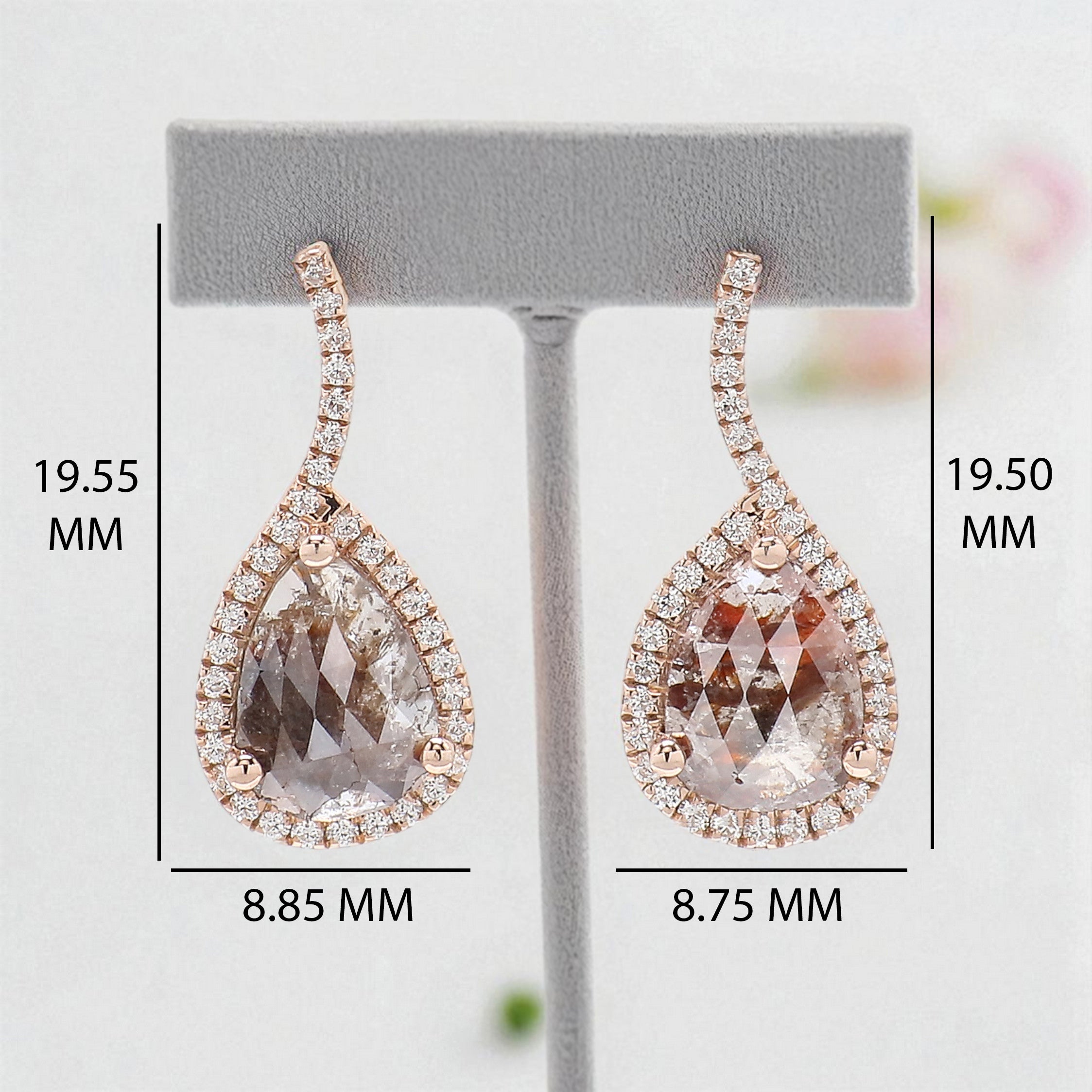Pear Cut Brown Color Diamond Earring 2.20 Ct 8.80 MM Pear Diamond Earring 14K Solid Rose Gold Silver Pear Cut Earring Gift For Her KDN8217