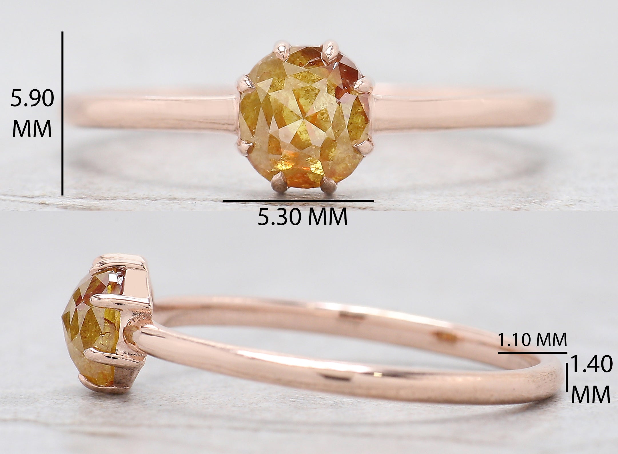 Cushion Cut Yellow Color Diamond Ring 0.75 Ct 5.30 MM Cushion Diamond Ring 14K Solid Rose Gold Silver Engagement Ring Gift For Her QK2681