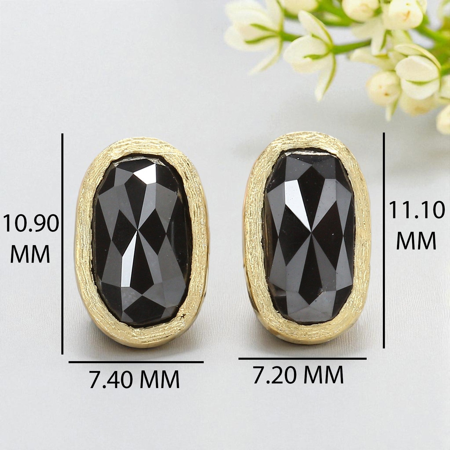 Oval Black Color Diamond Earring 3.77 Ct 9.15 MM Oval Diamond Earring 14K Solid Yellow Gold Silver Oval Earring Gift For Her KDN374-KDN375