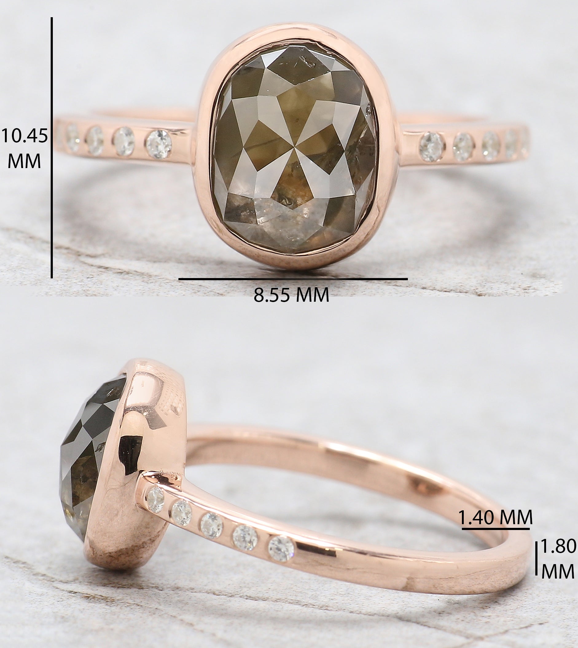 Oval Cut Green Color Diamond Ring 2.77 Ct 8.75 MM Oval Shape Diamond Ring 14K Solid Rose Gold Silver Oval Engagement Ring Gift For Her QK2155