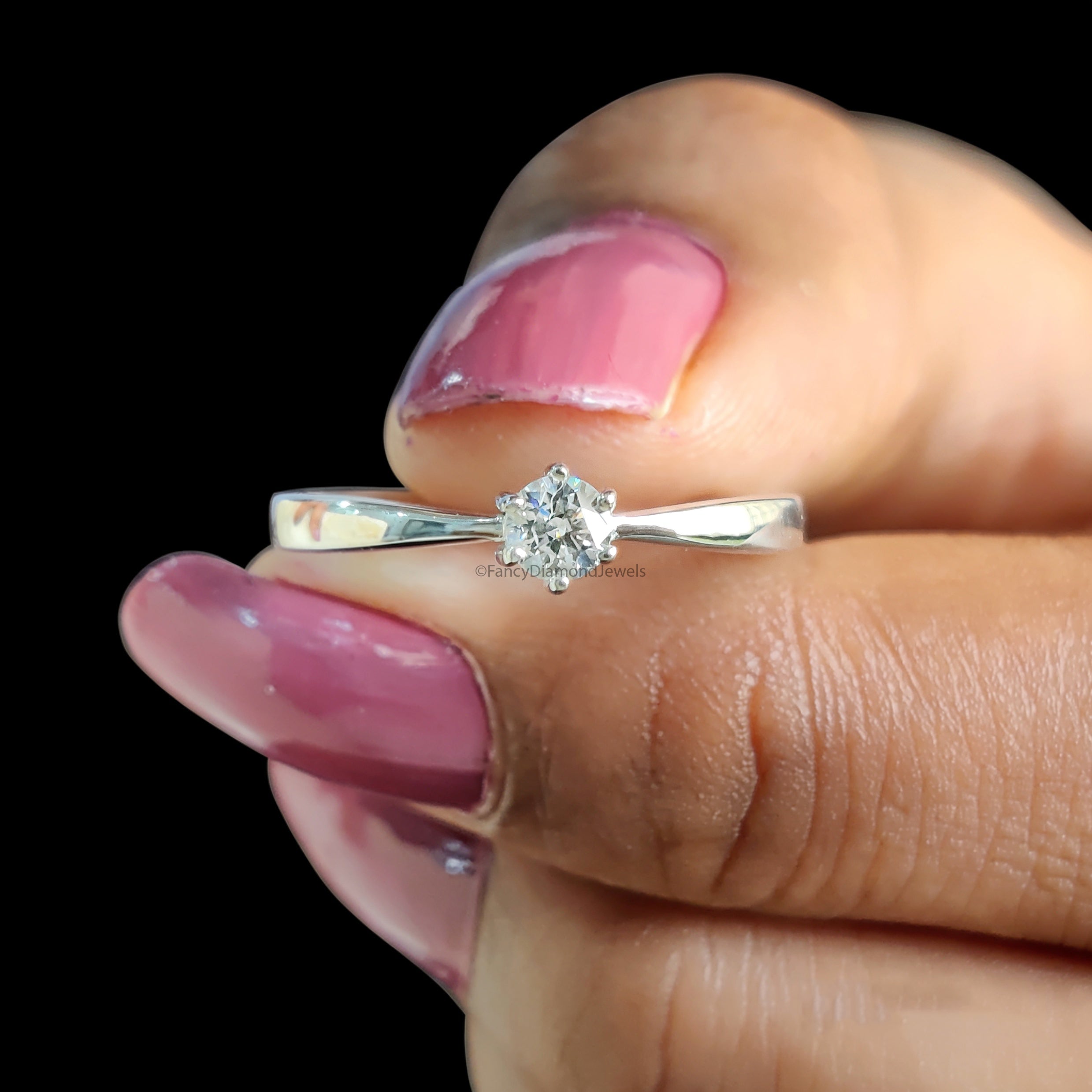 Minimalist Engagement Ring, Round Lab Grown Diamond Ring, 14K Solid Gold Solitaire Ring, Unique Wedding Ring, Anniversary Gift For Her FD565