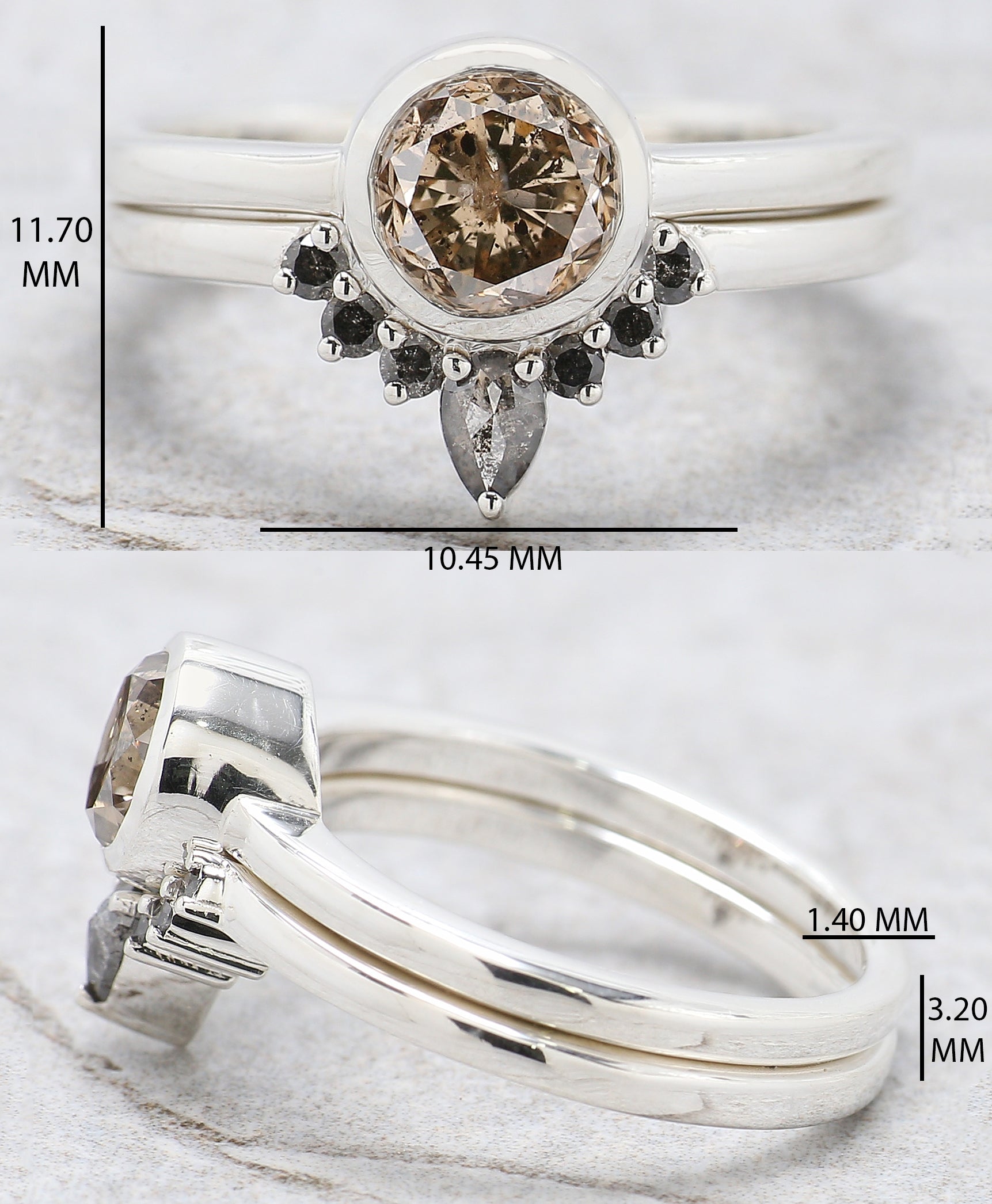 Round Cut Brown Color Diamond Ring 1.13 Ct 6.12 MM Round Shape Diamond Ring 14K Solid White Gold Silver Engagement Ring Gift For Her QL2599
