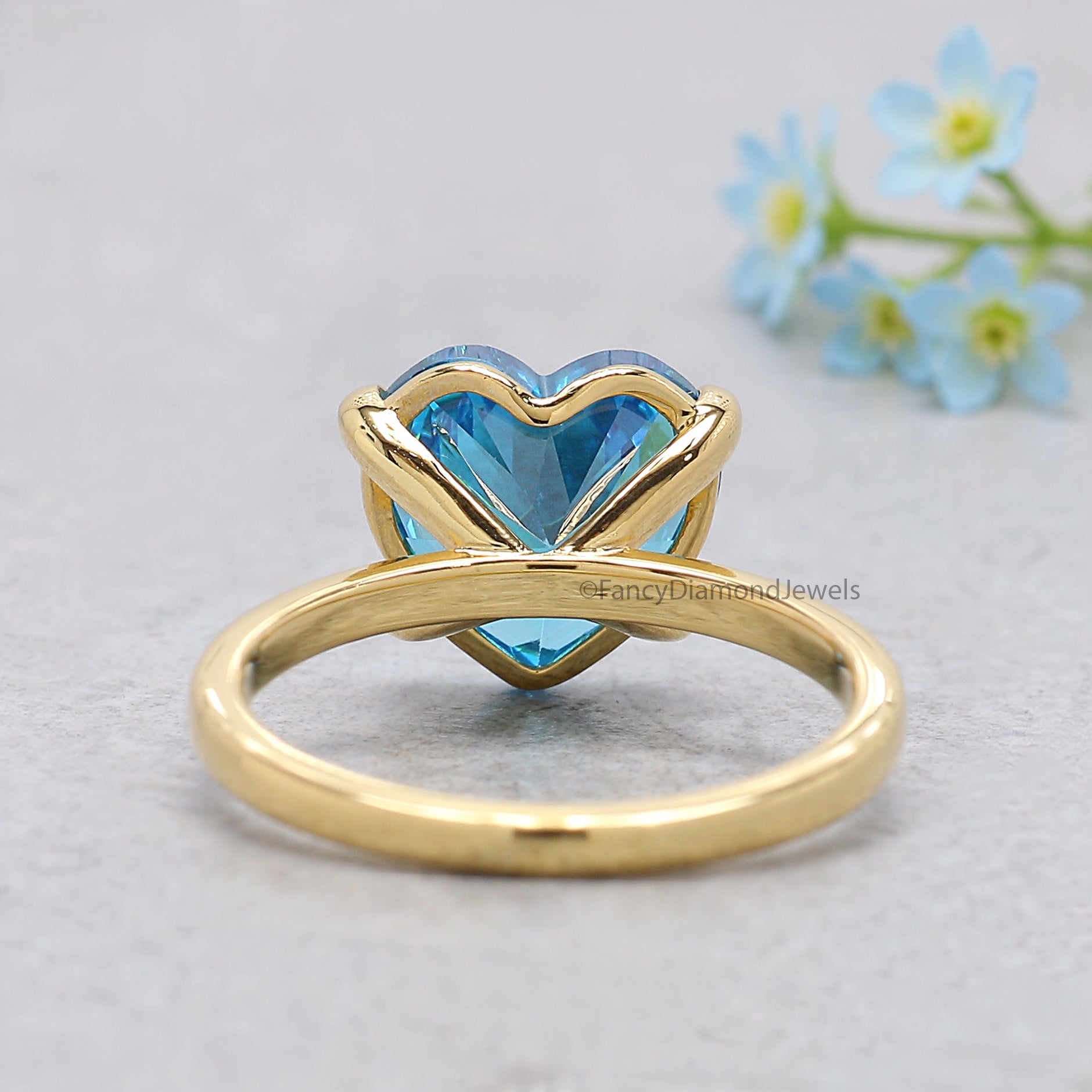 Heart Blue Aquamarine engagement ring 10mm 9mm 8mm 7mm 6mm stone ring Simulant Solitaire ring Diamond ring Silver ring Gift for her FD544