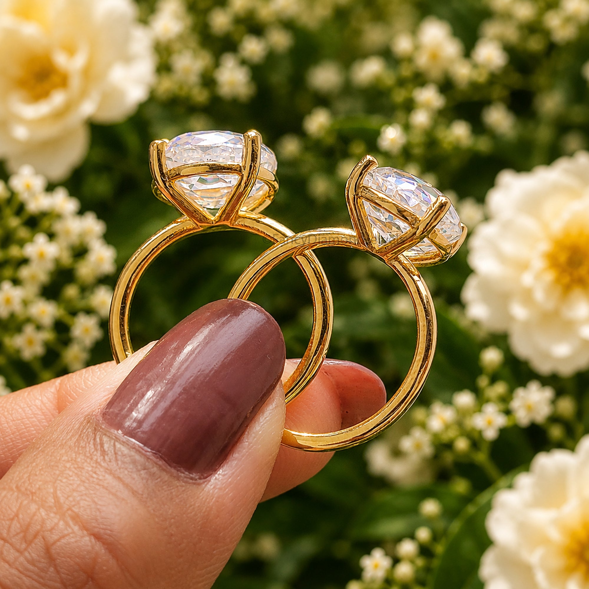 Round Rose Engagement Diamond Ring 14k Gold Filled Solitaire Lab Created Moissanite Style Promise Wedding Anniversary Gift For Her FD572