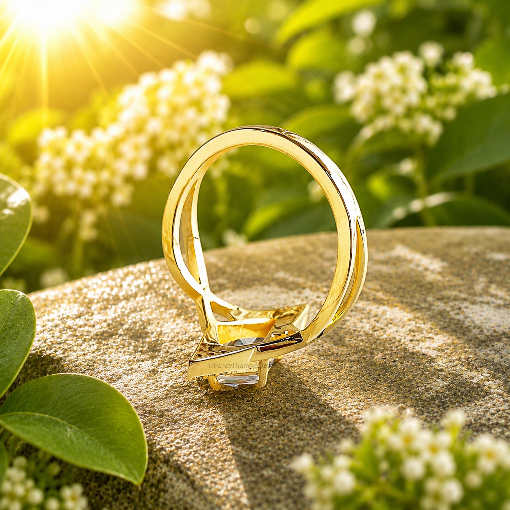 Kite Shape Moissanite Ring, Geometric 14K Gold Engagement Ring, Modern Statement Jewelry, Lab Created Diamond, Unique Bridal Gift FD581