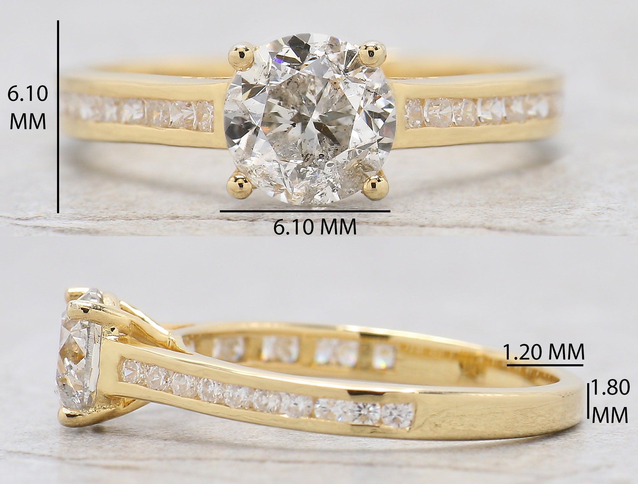 Round White-F Color Diamond Ring 0.97 Ct 6.05 MM Round Shape Diamond Wedding Ring Channel Setting Band Engagement Ring Gift For Her KDL2645