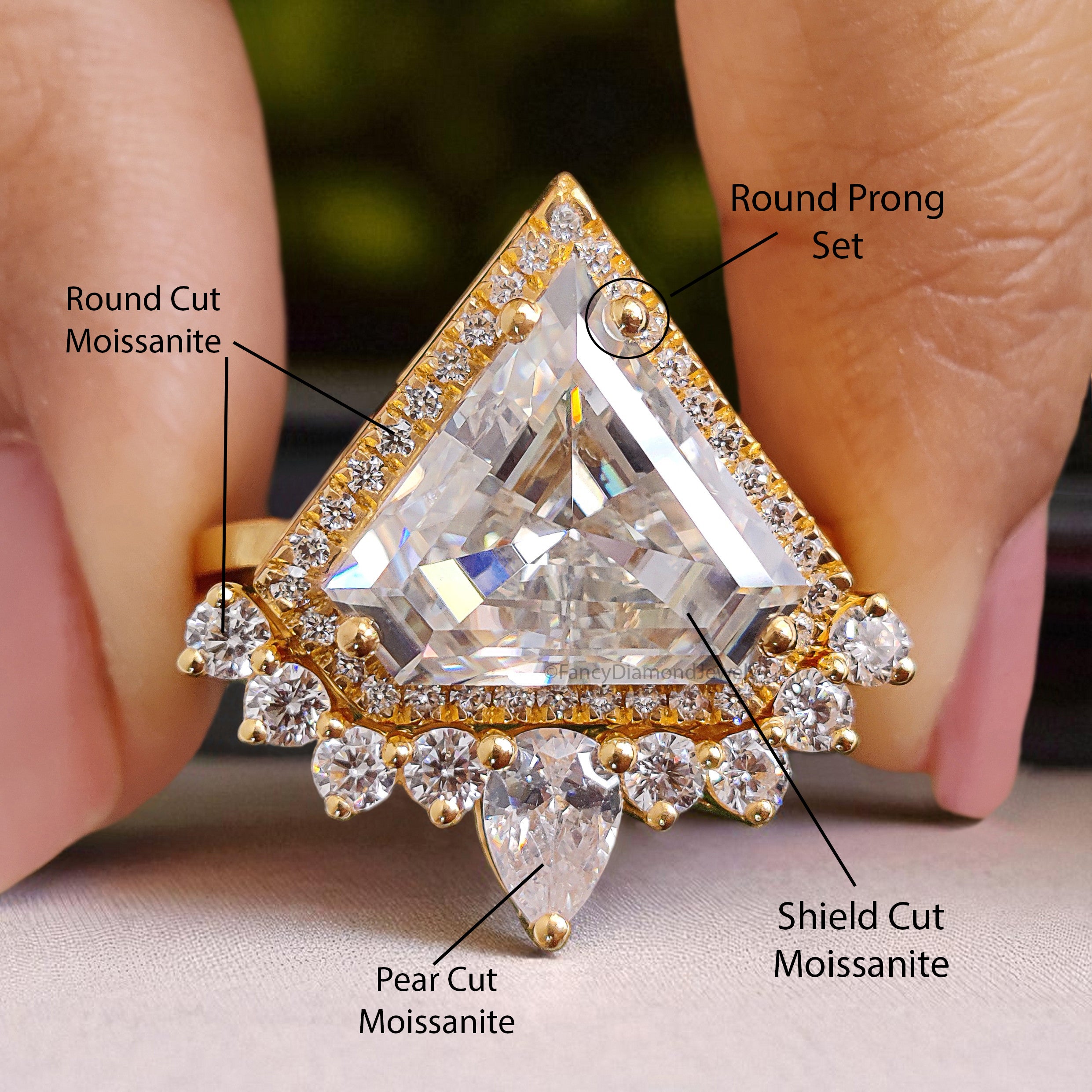 7.00 CTW Shield Colorless Moissanite Ring Set Engagement Ring Matching Eternity Band Wedding Ring Halo Set Bridal Ring Set For Women FD390