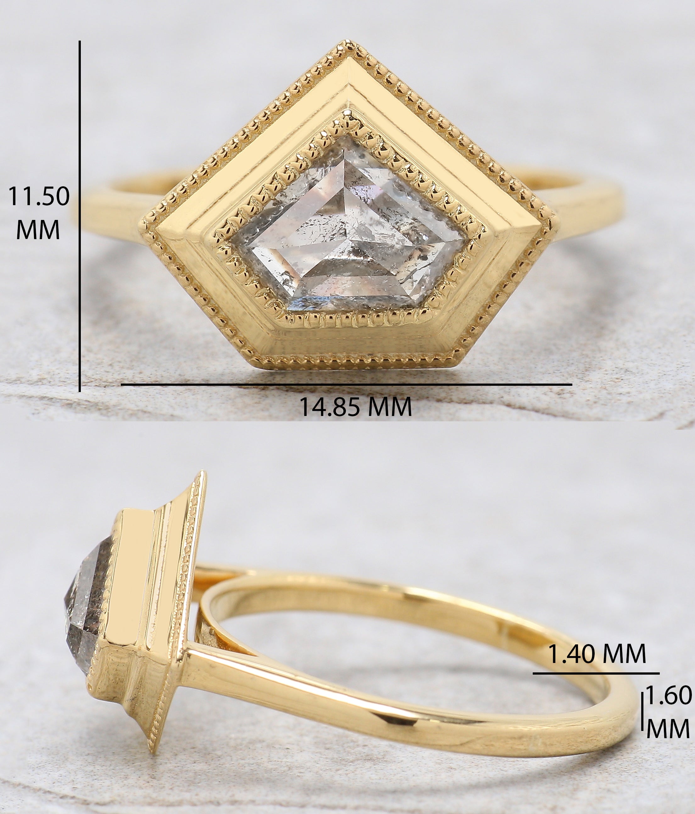 Shield Shape White-G Color Diamond Ring 1.19 Ct 5.95 MM Shield Cut Diamond Wedding Ring 14K Yellow Gold Engagement Ring Gift For Her KDL2605
