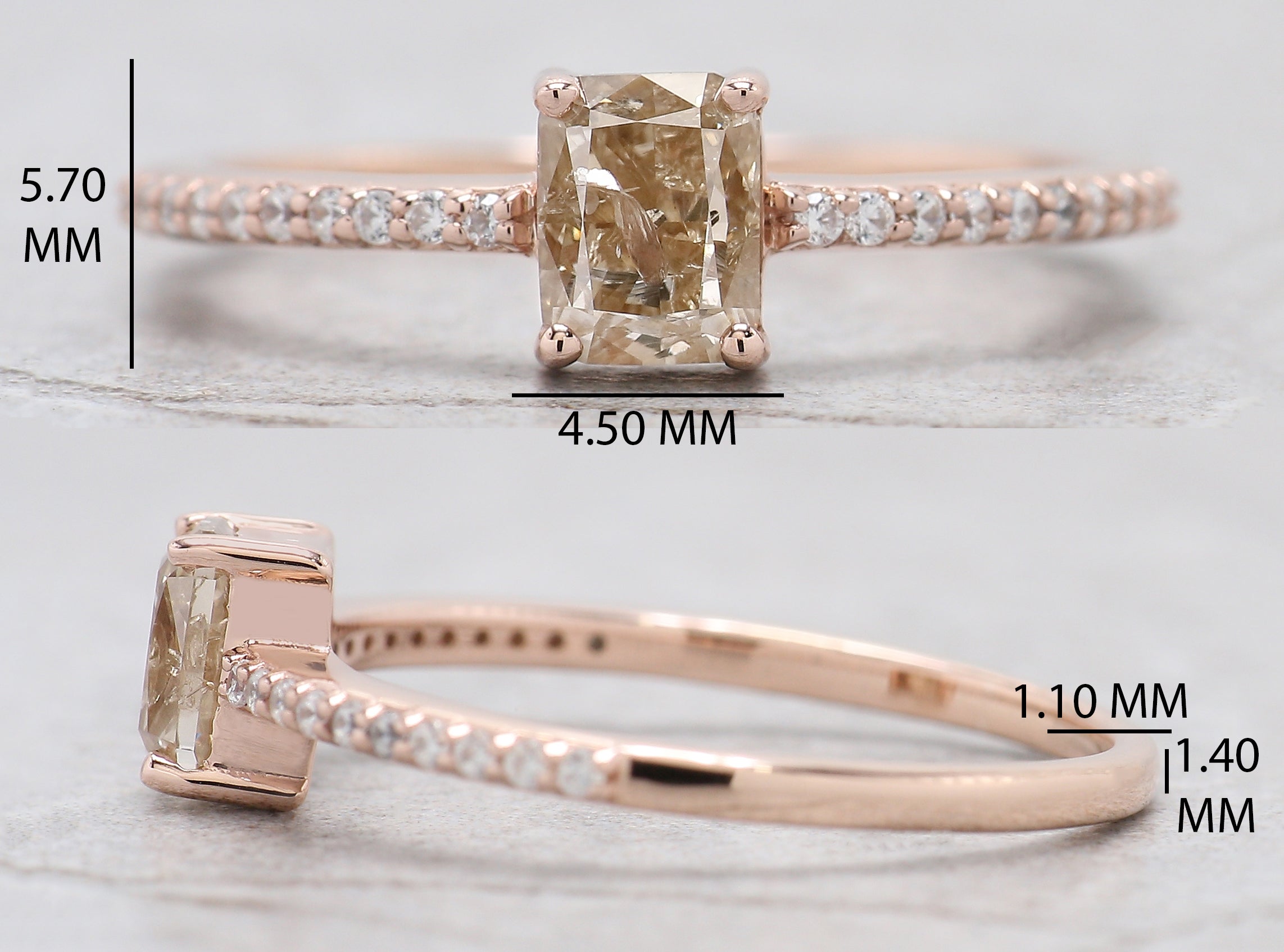Cushion Shape Brown Color Diamond Ring 0.71 Ct 5.40 MM Cushion Diamond Ring 14K Solid Rose Gold Silver Engagement Ring Gift For Her QN7465