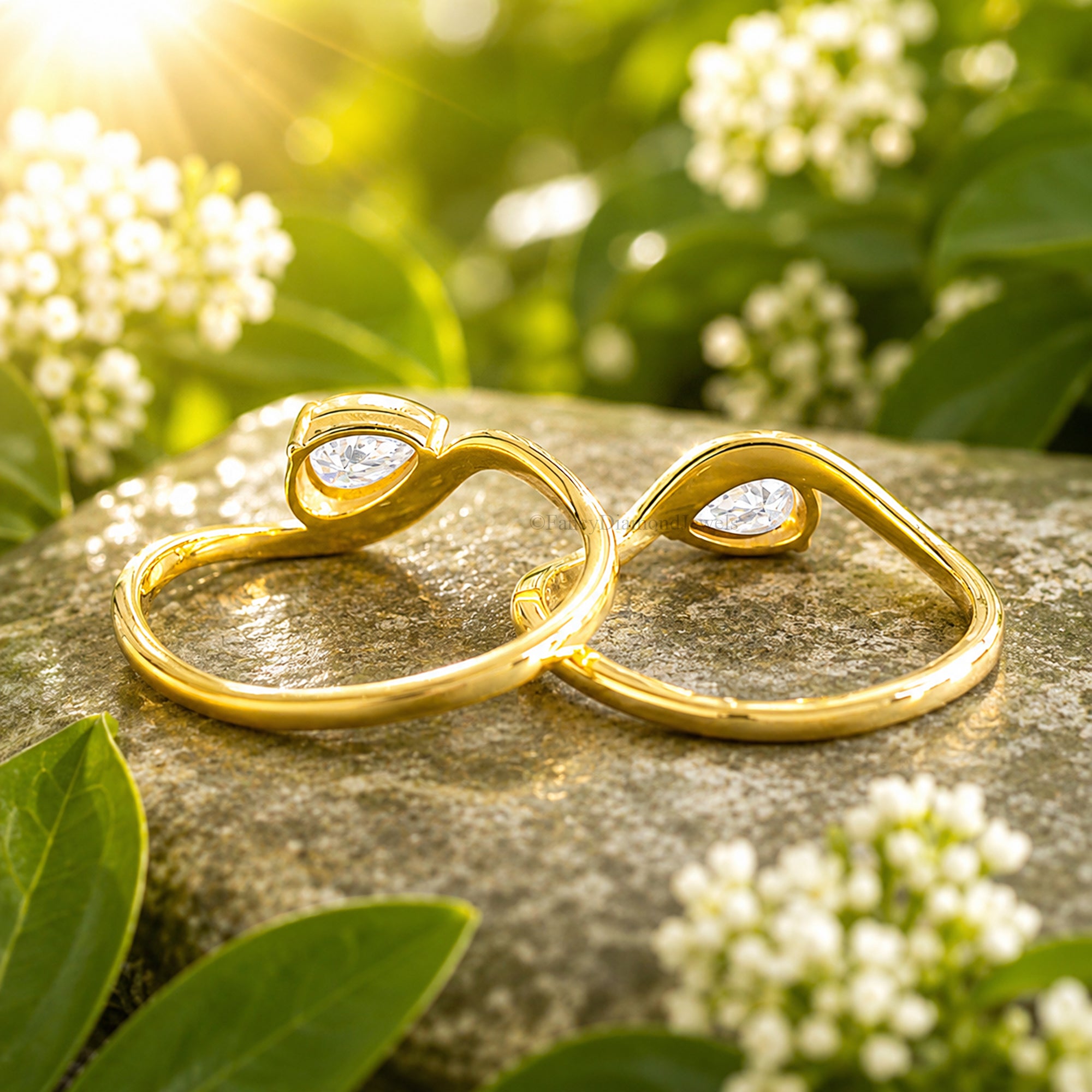 Pinky Ring, East West Pear Moissanite Engagement Ring, Pinky Promise Ring, East-West Ring, Tilted Pear Ring, Tear Drop Statement Ring FD574