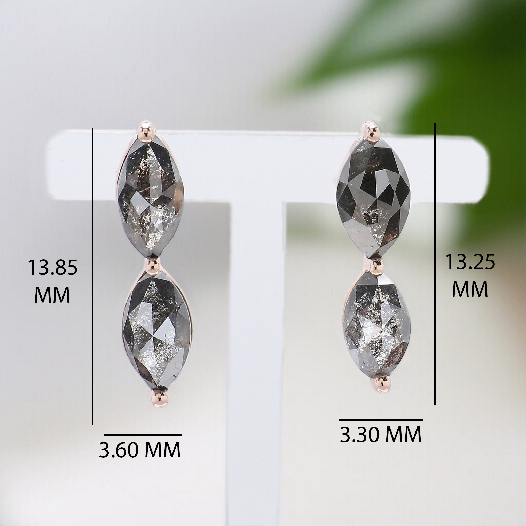 Marquise Shape Salt And Pepper Diamond Earring Marquise Earring Prong Set Earring Engagement Earring Earlobe Earrings Gift For Her KDL1316