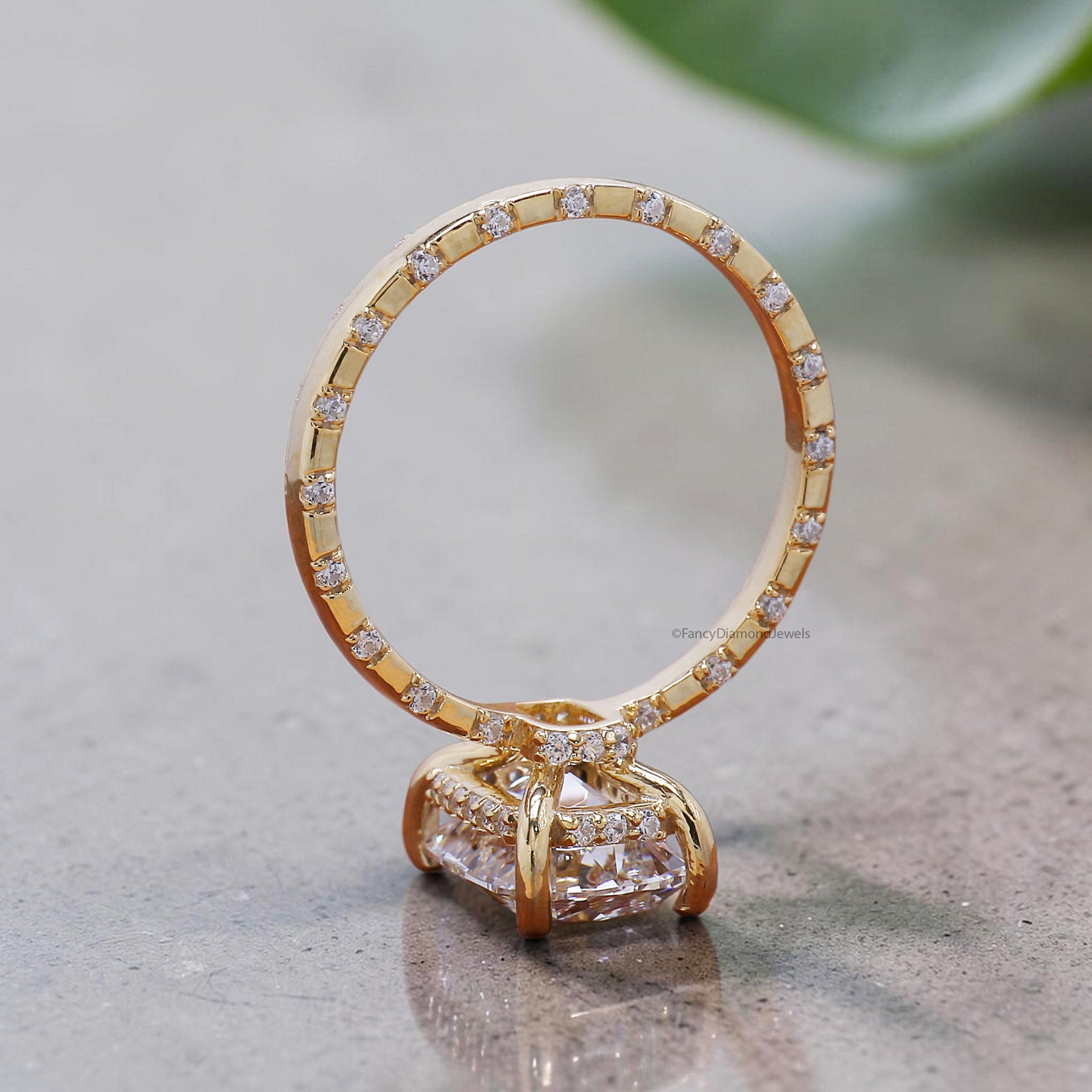 Elongated Cushion Old Mine Cut Lab Grown Diamond Ring, Vintage Style Hidden Halo Engagement Ring, Wedding & Anniversary Gift For Her FD555