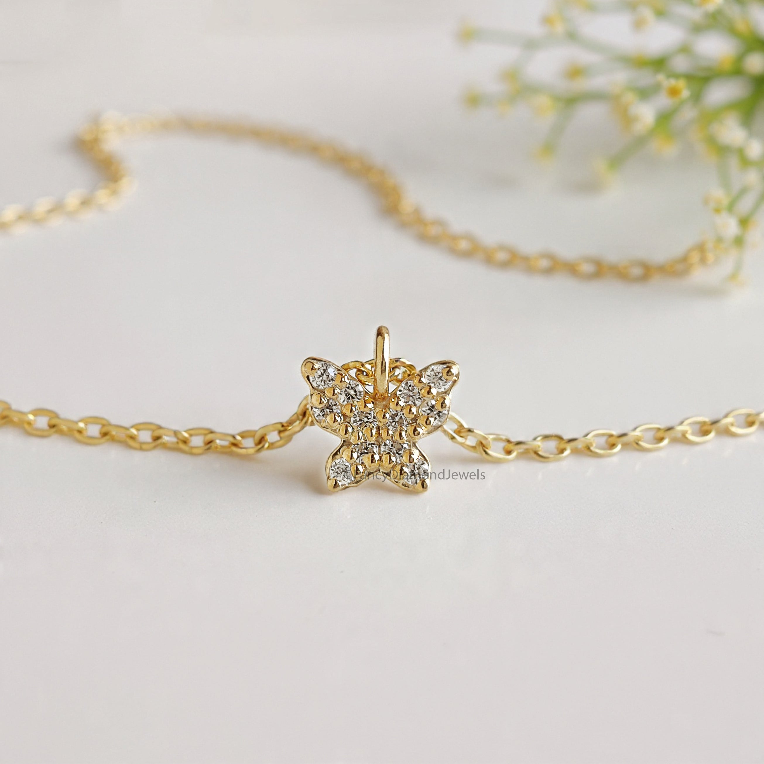 Dainty Crystal Butterfly Necklace Bridesmaid Jewelry Yellow Silver handmade jewelry Necklace Minimalist Jewelry Necklace With Chain FD525