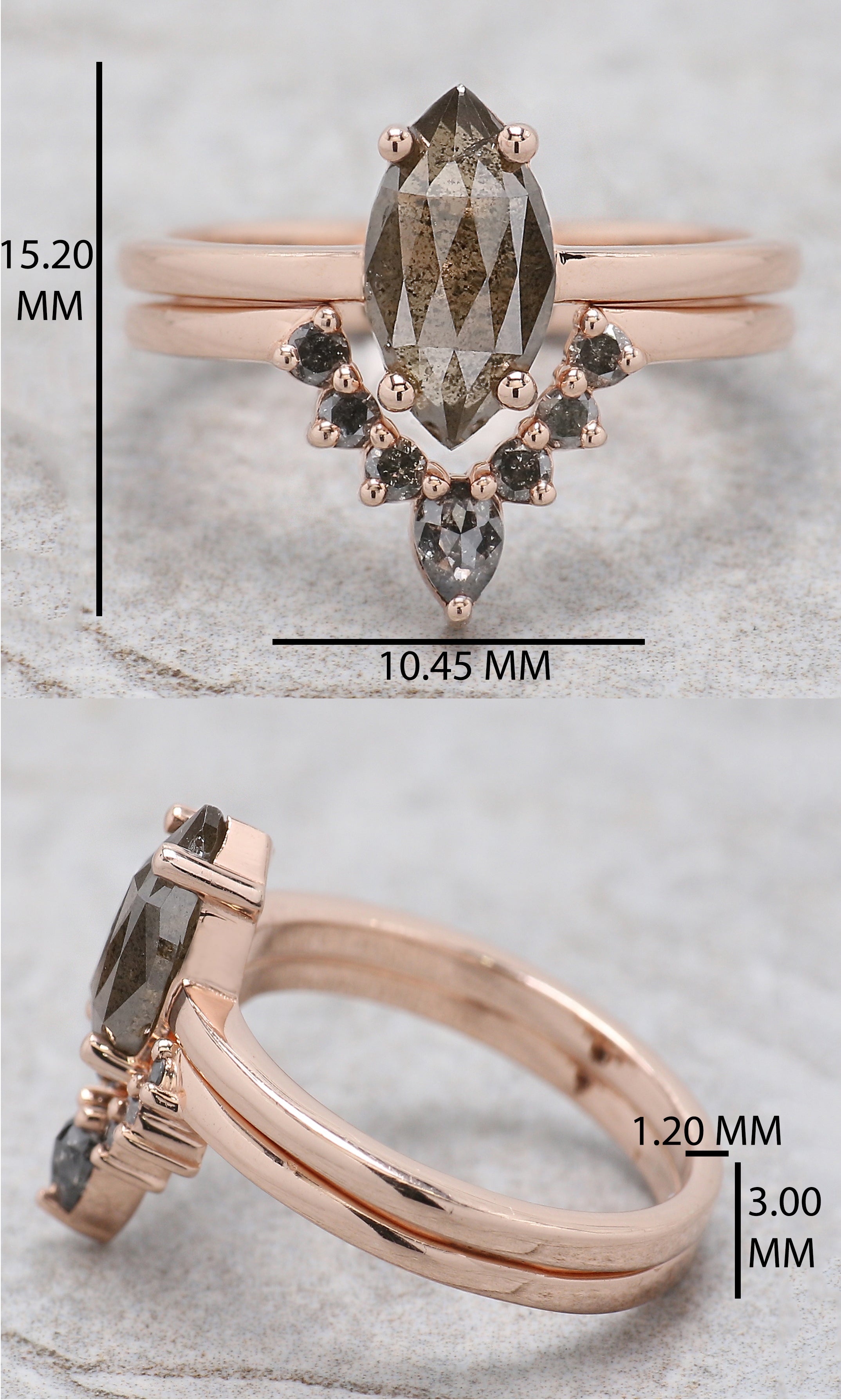 Marquise Cut Brown Color Diamond Ring 1.35 Ct 9.95 MM Marquise Shape Diamond Ring 14K Rose Gold Silver Engagement Ring Gift For Her QL1650
