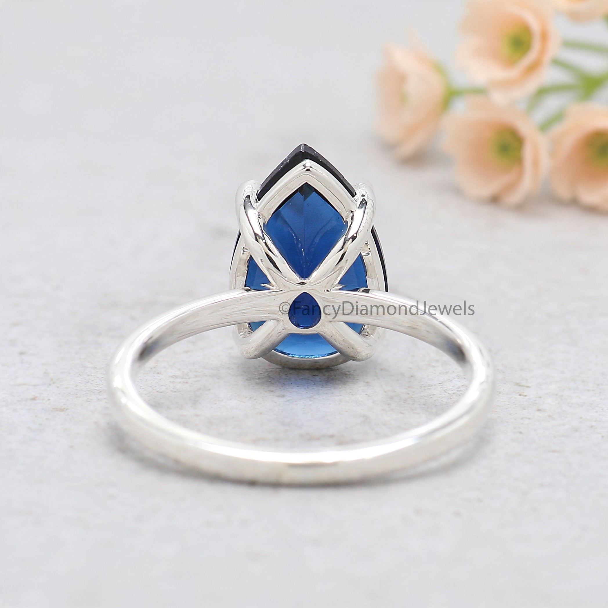 Pear Blue Sapphire engagement ring 12mm 10mm 9mm 8mm 7mm stone ring Simulant Solitaire ring Diamond ring Silver ring Gift for her FD547