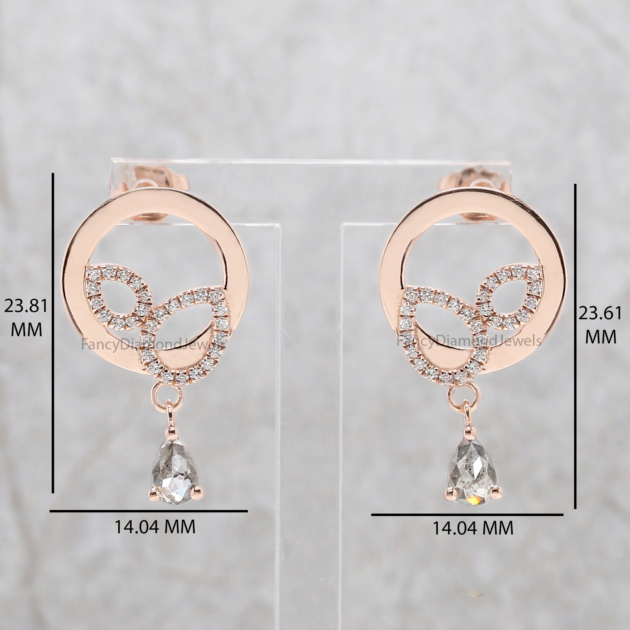 Pear Salt And Pepper Diamond Earring, Pear Shape Earring, Prong Earring, Engagement Earring, Earlobe Earrings, Earrings Jewelry, KDN2277