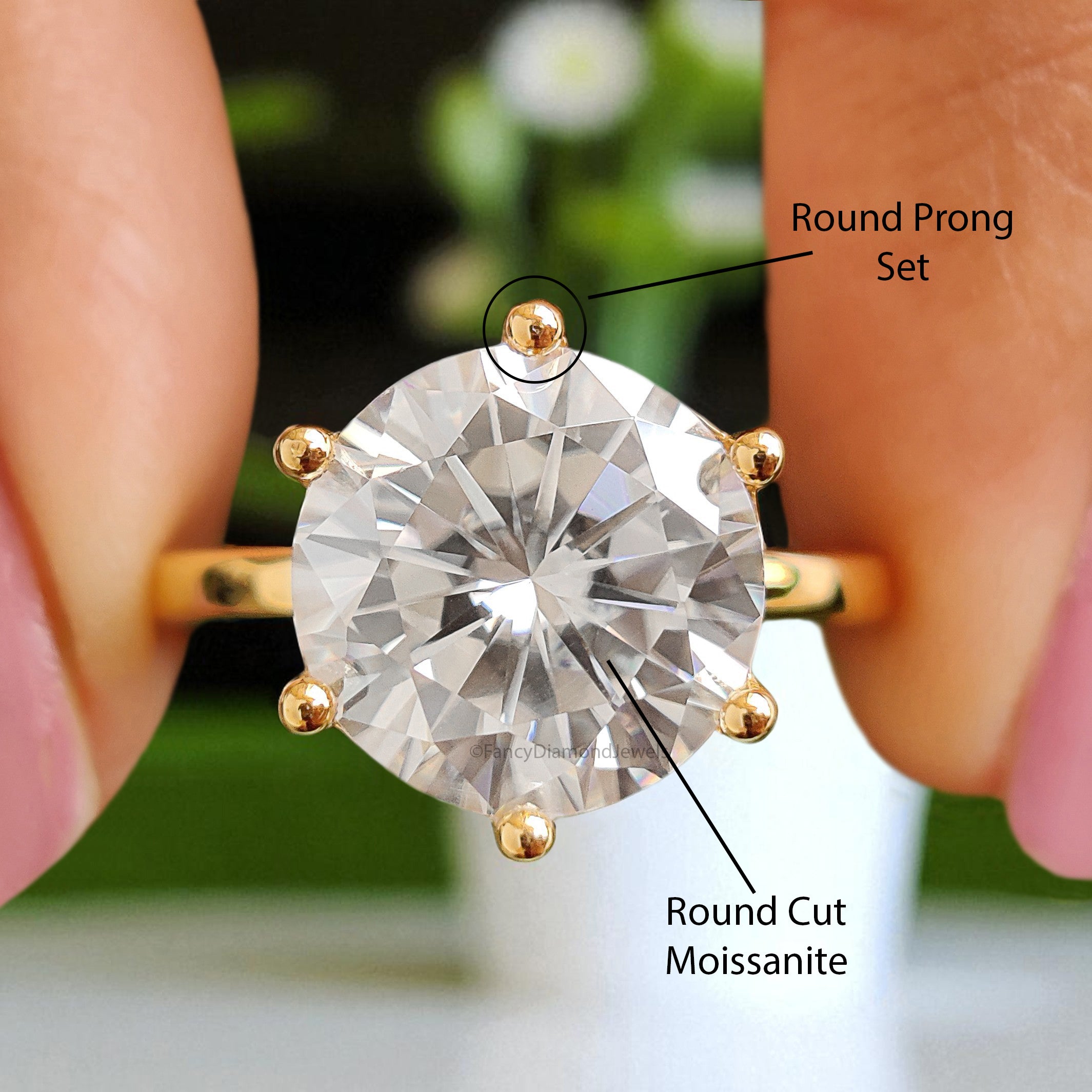 3.55 CT Round Brilliant Cut Colorless Moissanite Solitaire Ring Engagement Ring Wedding Ring Comfort Fit Yellow/White/Rose Gold Ring FD29