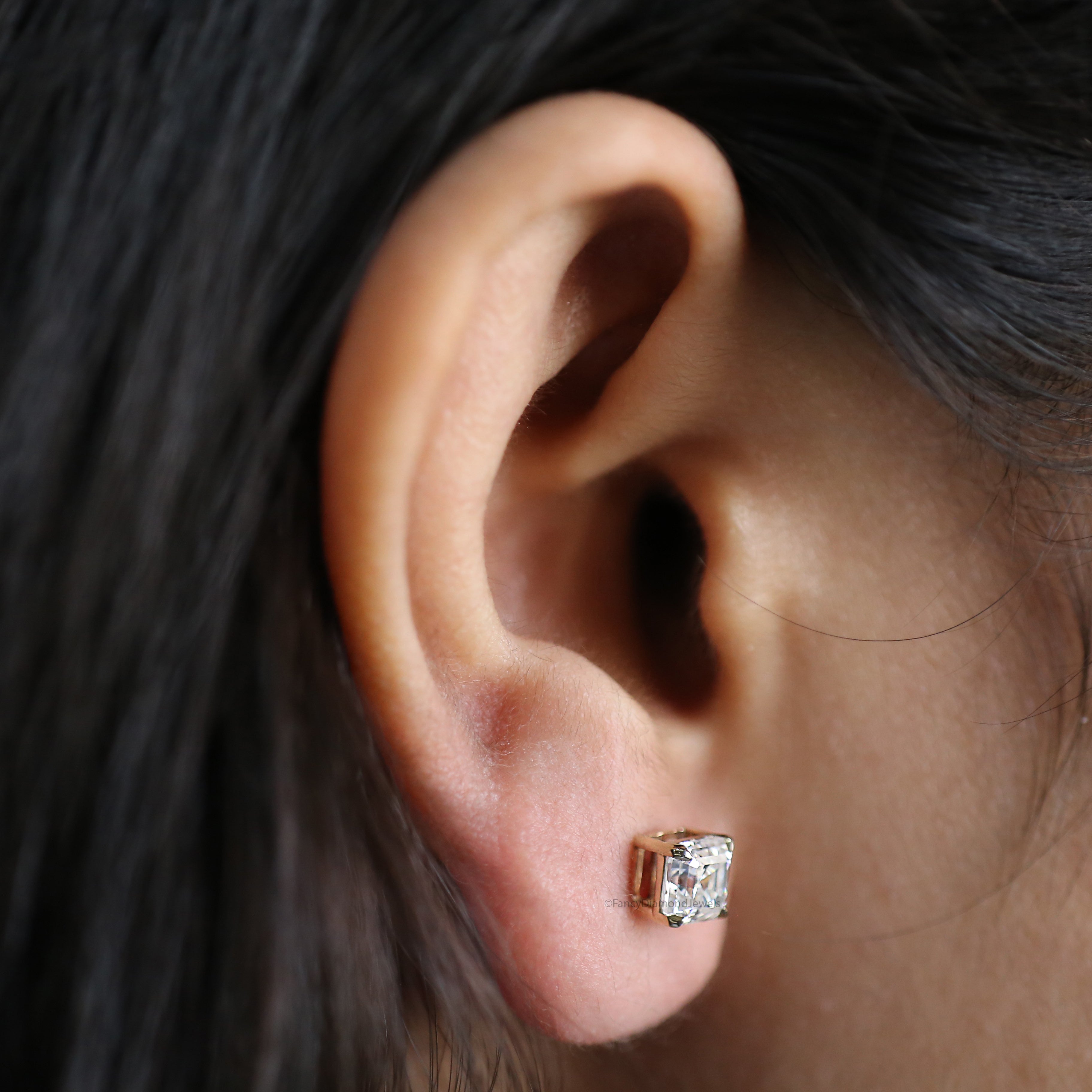 Asscher Cut Lab Grown Diamond Earrings Asscher Diamond Stud Earrings Screw Back Earrings Asscher Diamond Wedding Earrings Gift for Her FD479