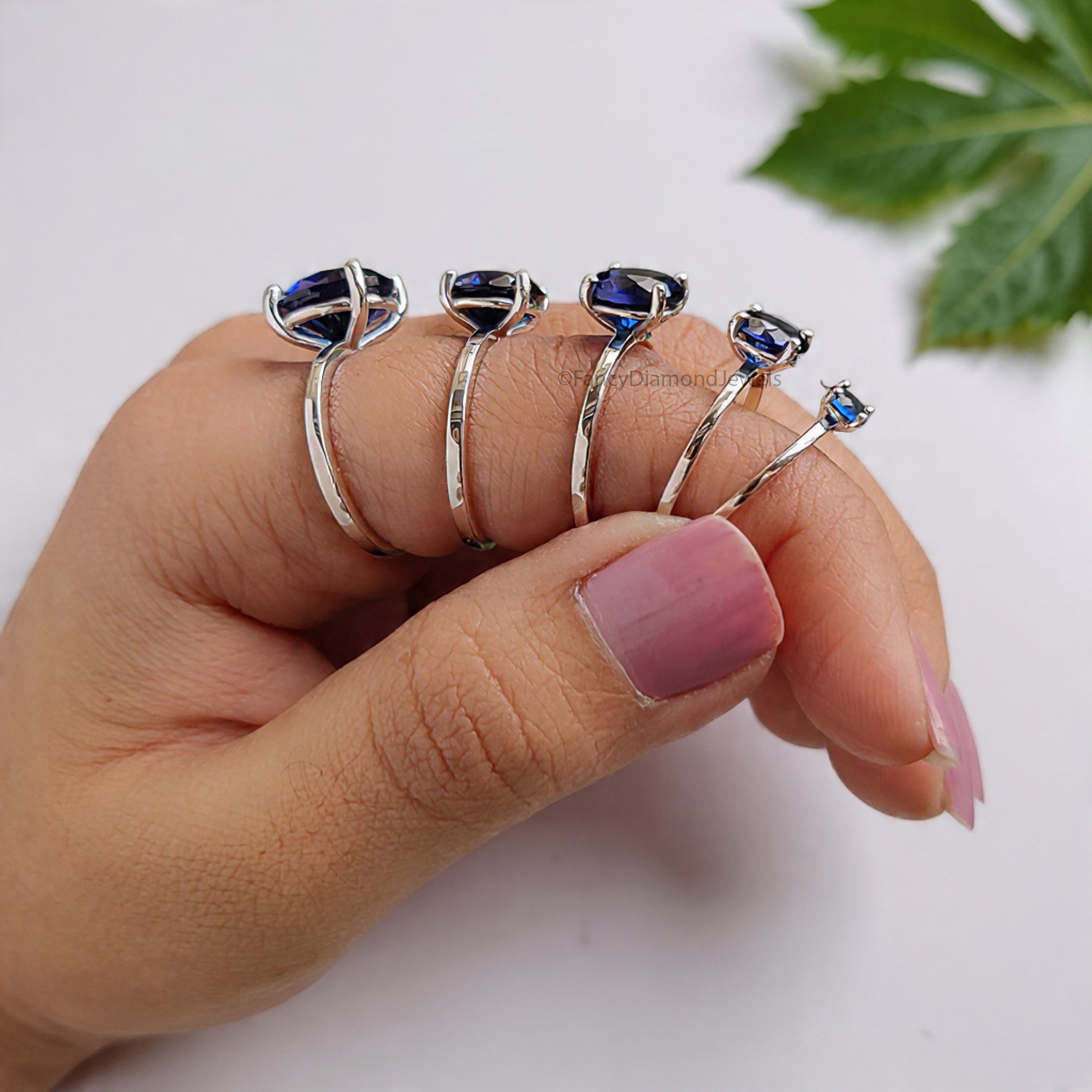 Round Blue sapphire stone engagement ring 11mm 9mm 8mm 6.50mm 4mm ring silver simulant Ring Solitaire ring Diamond ring Gift for her FD504