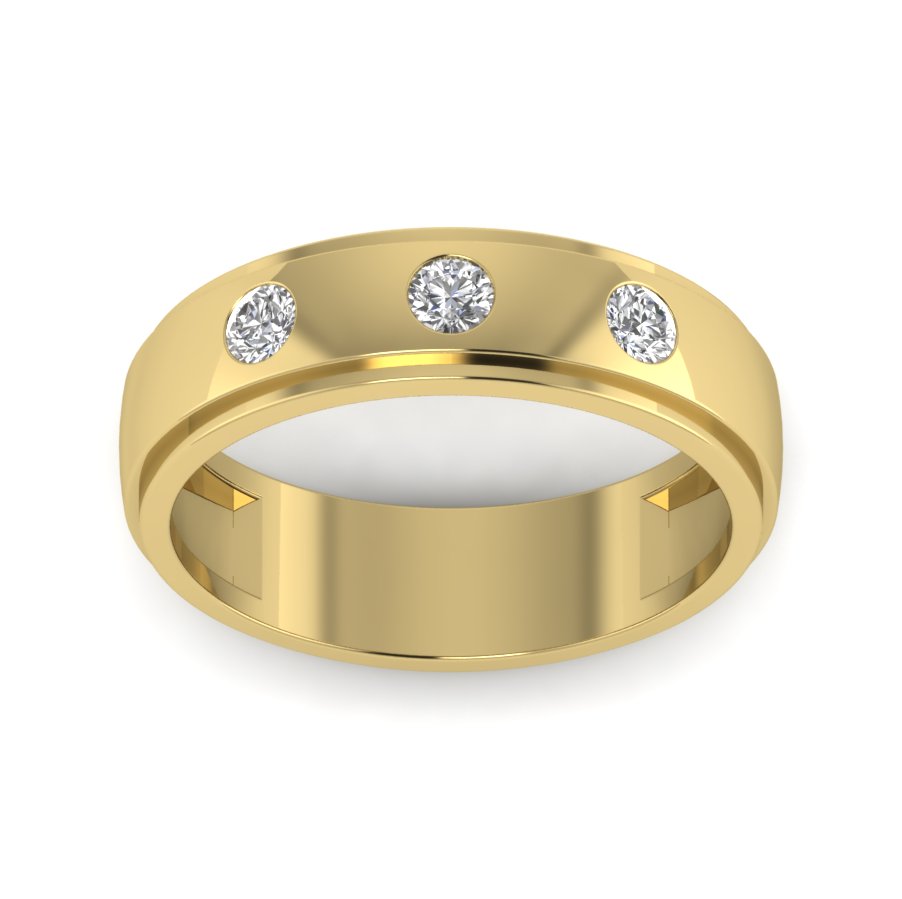 0.30 TW flush set Round Cut Lab Grown Diamond Band 3 stone Engagement Band Men's Wedding Band PR075