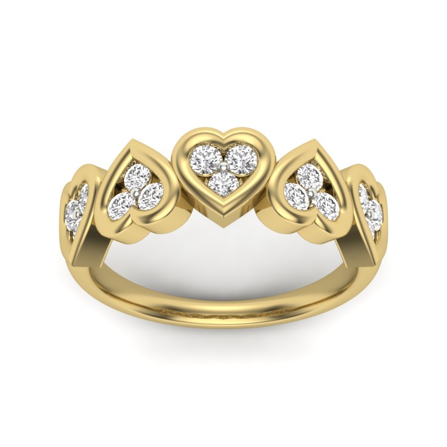 0.55 TW Round Cut Lab Grown Diamond Ring Engagement Ring Heart Style With Channel Setting Bridal Wedding Ring PR113