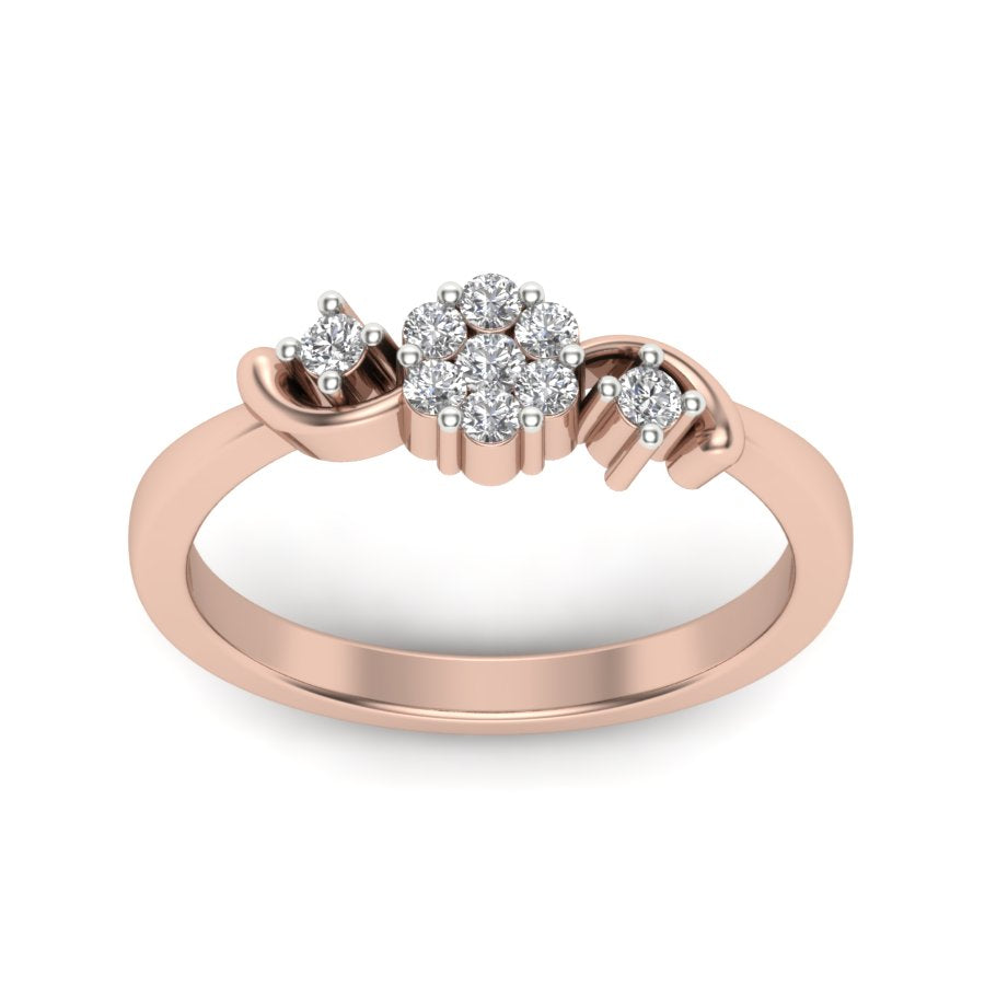 0.22 TW Flower Style Round Cut Lab Grown Diamond Ring pressure setting Engagement Ring Beautiful Wedding Ring PR138