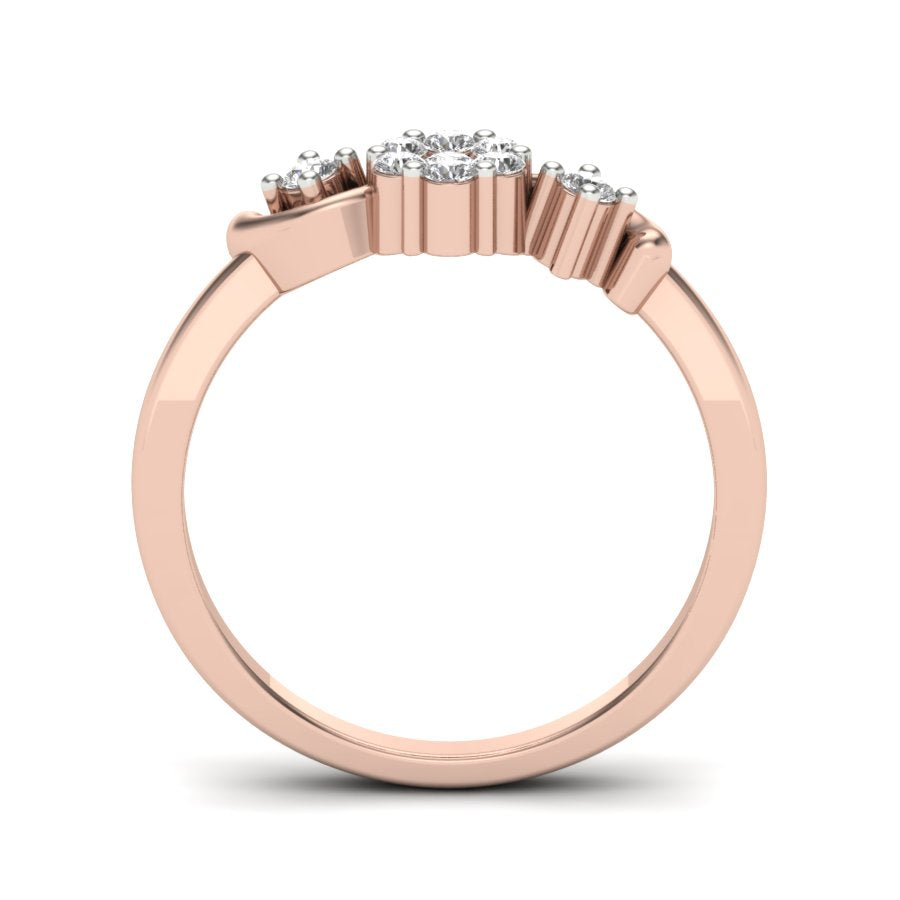 0.22 TW Flower Style Round Cut Lab Grown Diamond Ring pressure setting Engagement Ring Beautiful Wedding Ring PR138