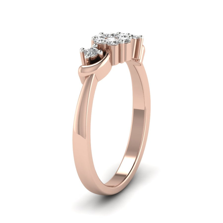 0.22 TW Flower Style Round Cut Lab Grown Diamond Ring pressure setting Engagement Ring Beautiful Wedding Ring PR138