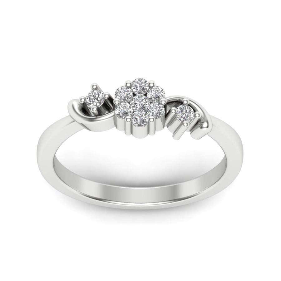 0.22 TW Flower Style Round Cut Lab Grown Diamond Ring pressure setting Engagement Ring Beautiful Wedding Ring PR138
