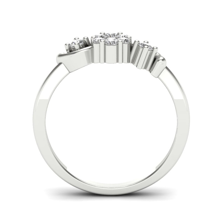 0.22 TW Flower Style Round Cut Lab Grown Diamond Ring pressure setting Engagement Ring Beautiful Wedding Ring PR138