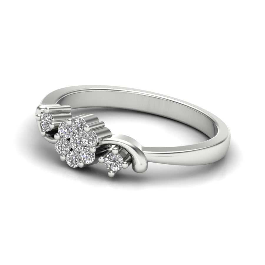 0.22 TW Flower Style Round Cut Lab Grown Diamond Ring pressure setting Engagement Ring Beautiful Wedding Ring PR138