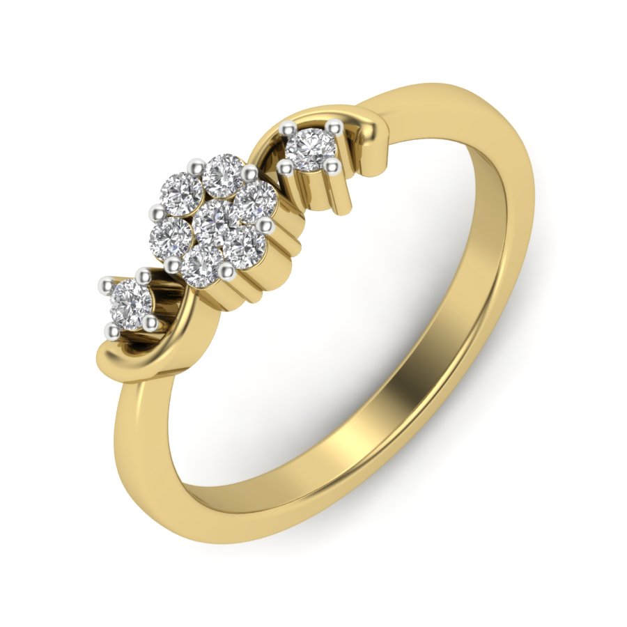 0.22 TW Flower Style Round Cut Lab Grown Diamond Ring pressure setting Engagement Ring Beautiful Wedding Ring PR138
