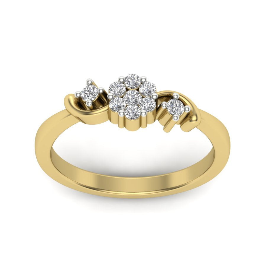 0.22 TW Flower Style Round Cut Lab Grown Diamond Ring pressure setting Engagement Ring Beautiful Wedding Ring PR138